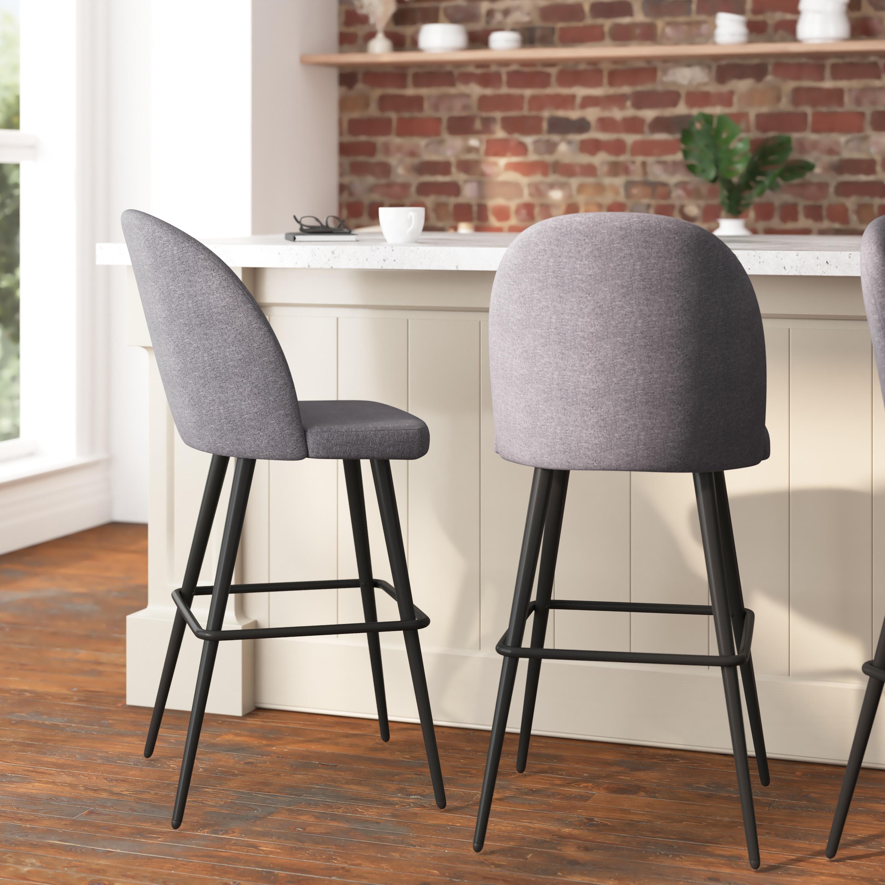 Taylor & Logan 2pk Alita Barstools Gray: Upholstered Faux Leather, Metal Frame, 300 lbs Capacity