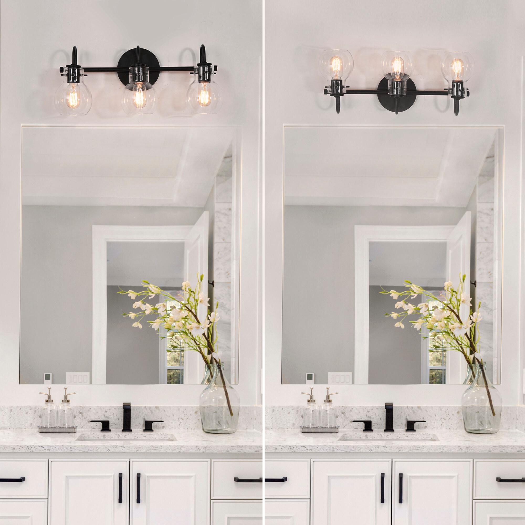 LNC Charm 22-in 3 -Light Matte Black Farmhouse Vanity light bar