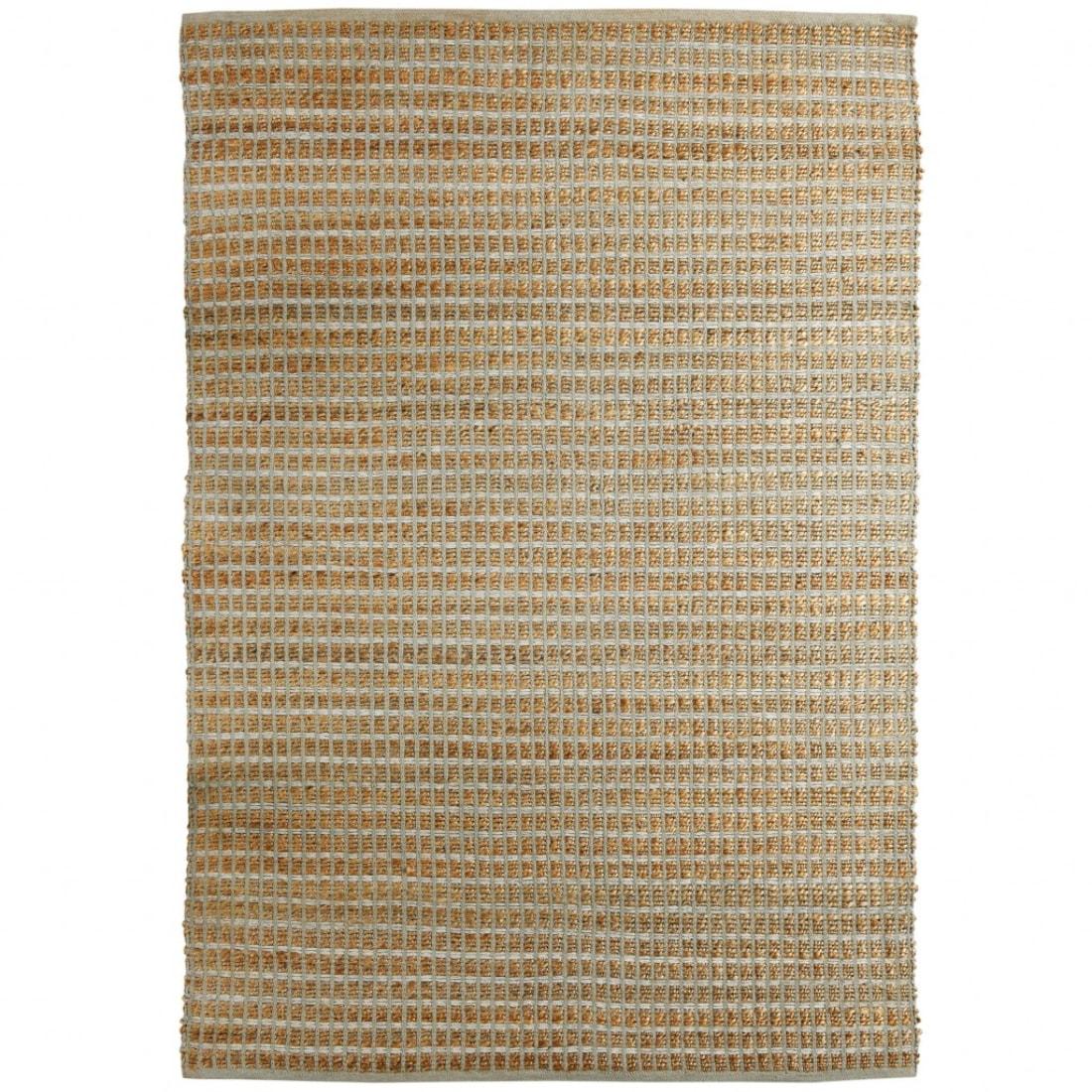 LR Home Natalie Jade Natural/Gray Grid Transitional Jute Blend Area Rug, 5' x 7'9"