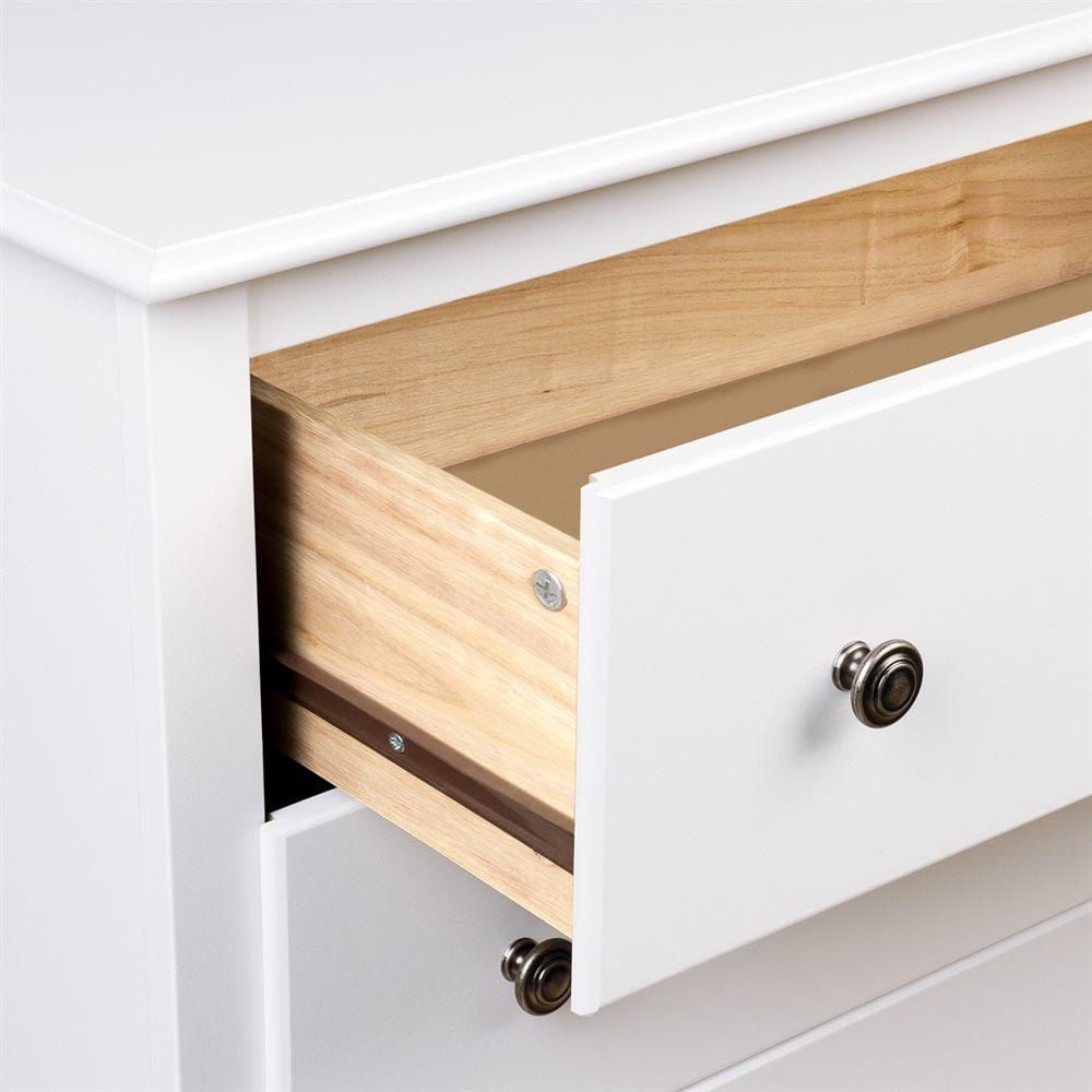 Prepac Tall 2 Drawer Nightstand with Open Shelf White: Laminated, Metal Glides, CARB Certified, 5 Year Warranty