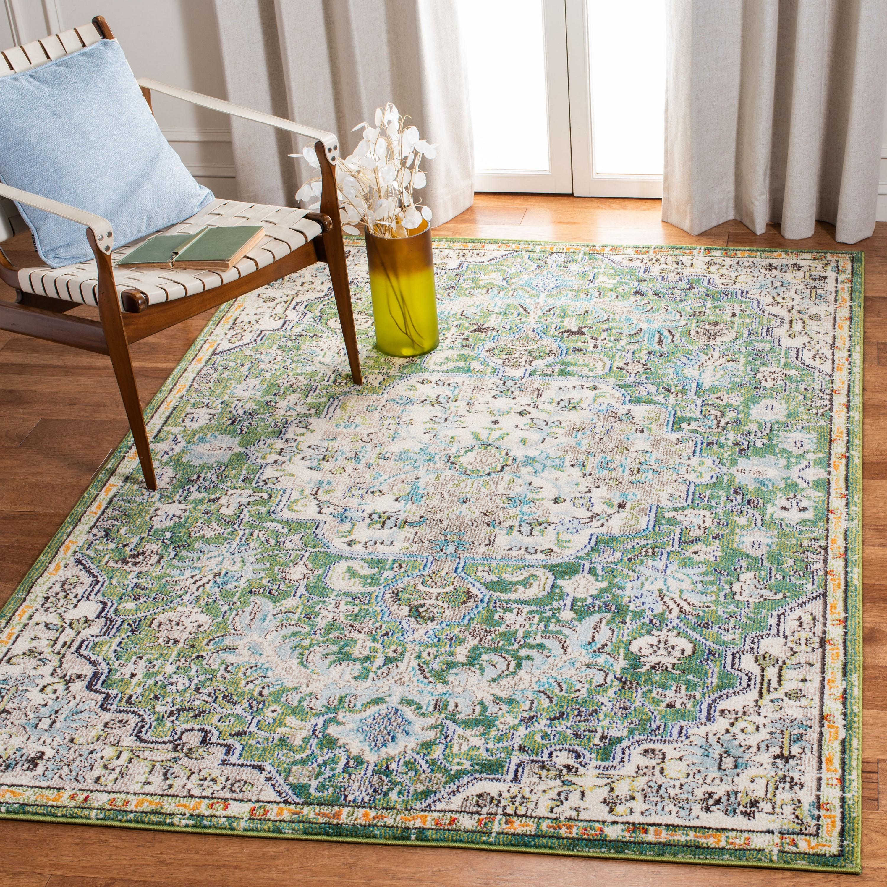 Madison MAD447 Power Loomed Area Rug - Green/Turquoise - 3'x3' - Safavieh.