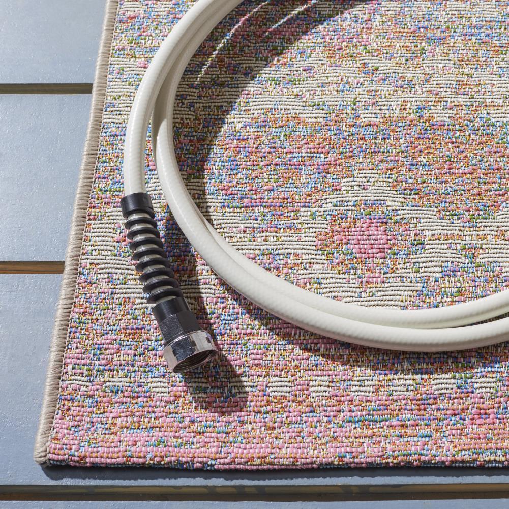 Summer SMR498 Power Loomed Indoor and Outdoor Area Rug - Ivory/Pink - 6'6"x9'4" - Safavieh.