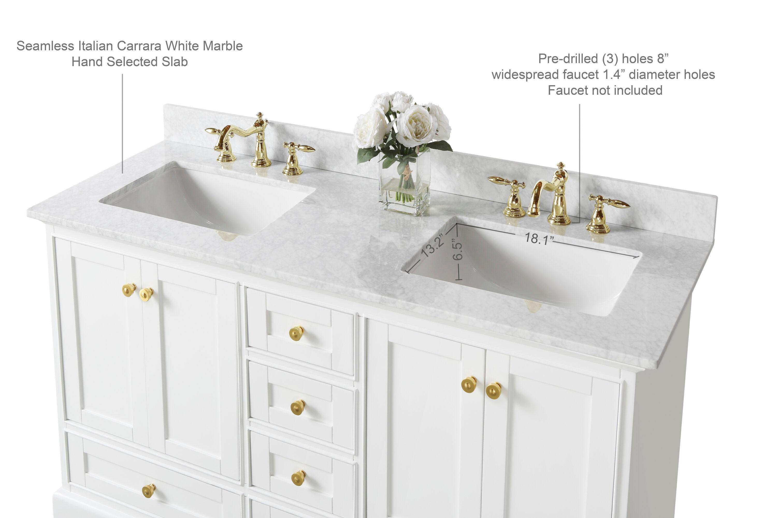 Varna 60'' Double Bathroom Vanity with Marble Top