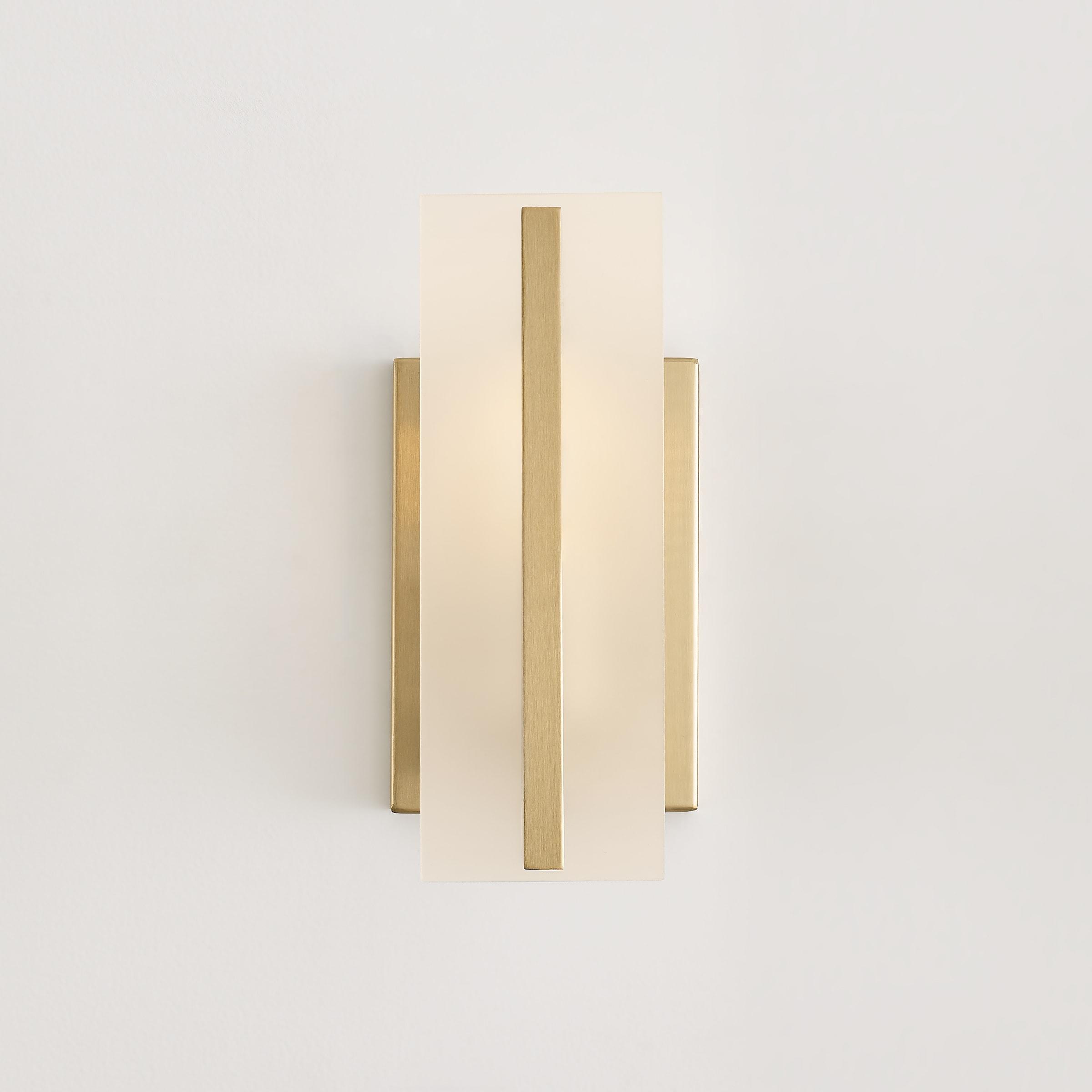 Satin Brass One-Light Vanity Sconce with Etched Glass