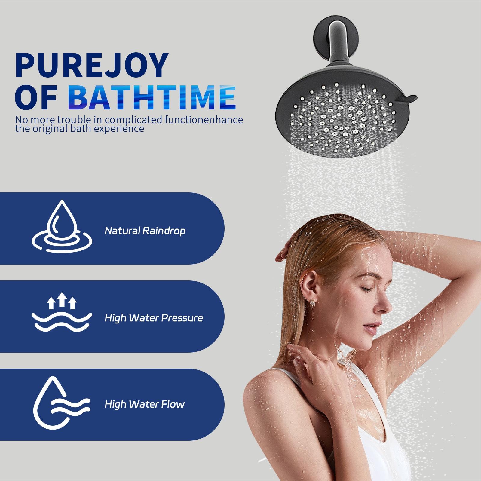 BWE Single-Handle 2-Spray Round High Pressure Shower Faucet in Matte Black (Valve Included)