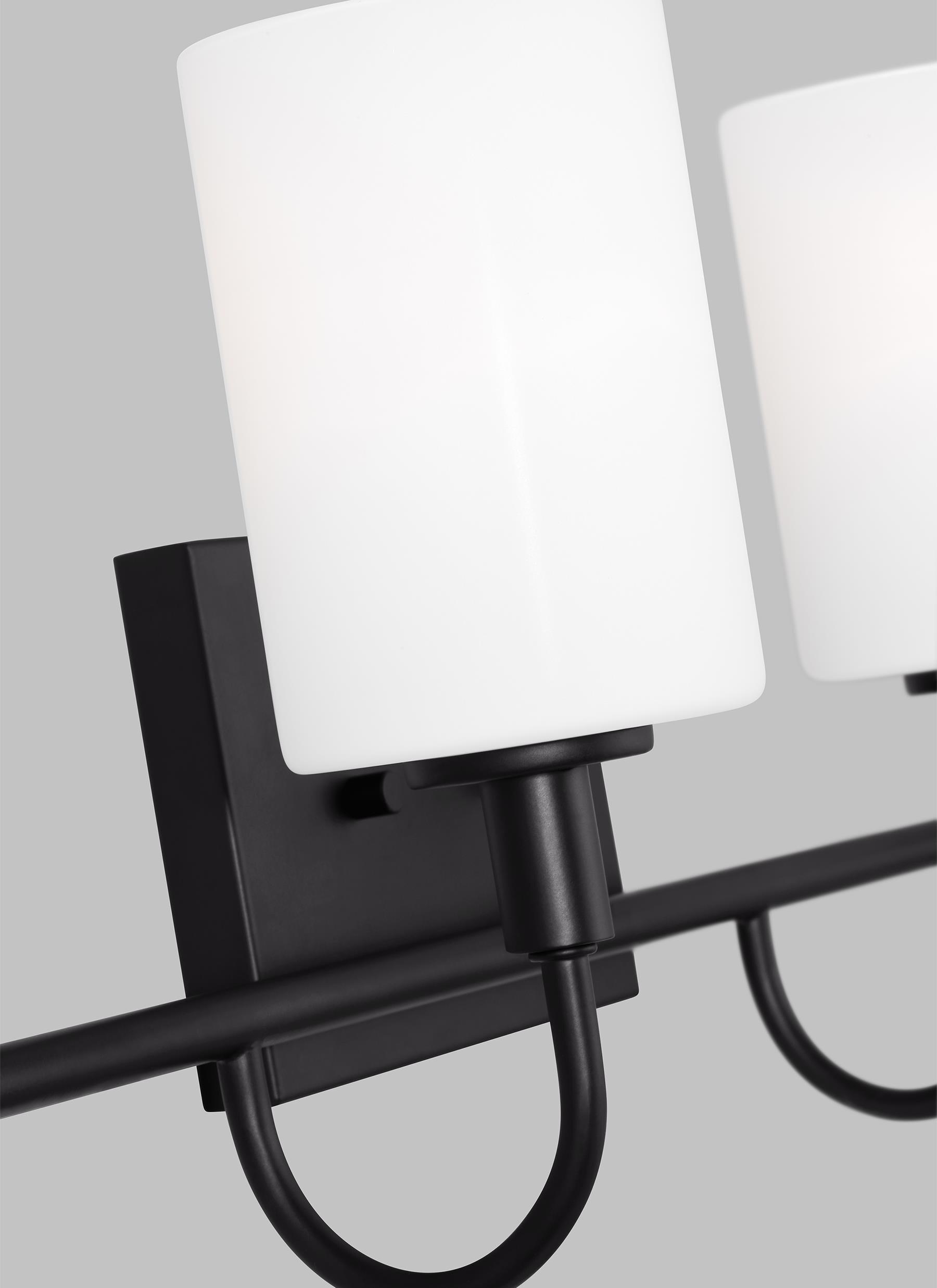 Alvin 4-Light Midnight Black Vanity with Etched White Glass
