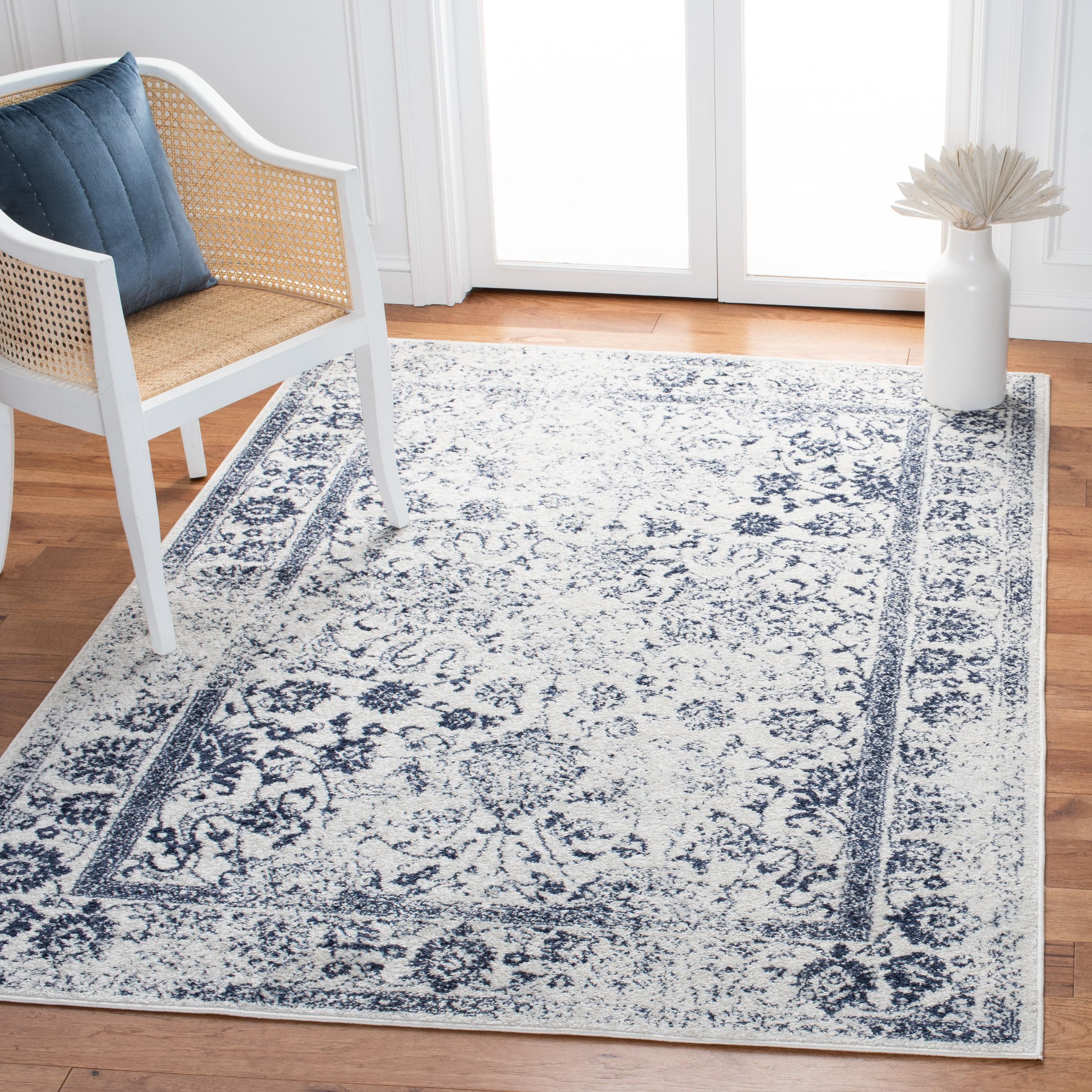 SAFAVIEH Adirondack Wyatt Traditional Area Rug, Ivory/Navy, 3' x 5'