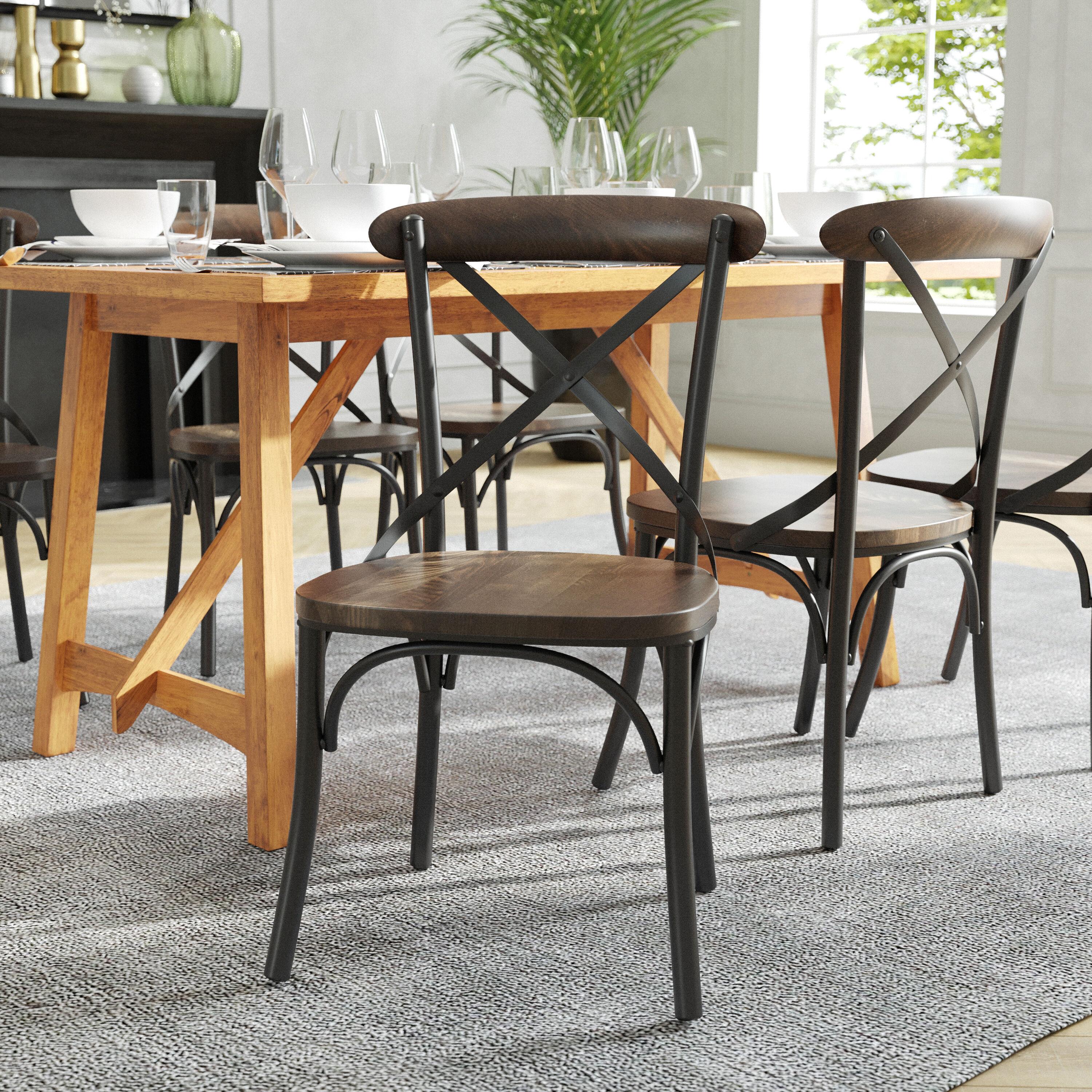 Flash Furniture X-Back Chair with Metal Bracing and Fruitwood Seat
