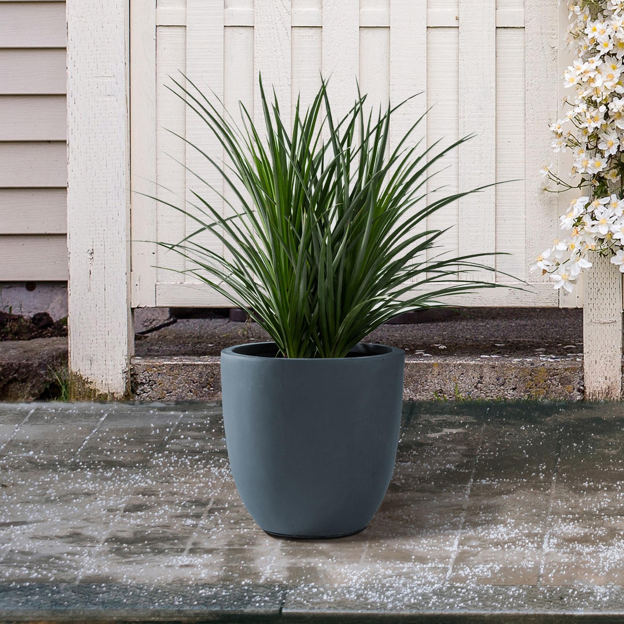 Rosemead Home & Garden, Inc. Kante  Fiberglass and Concrete Indoor Planter Pots Black 10" x 9.8" x 9"