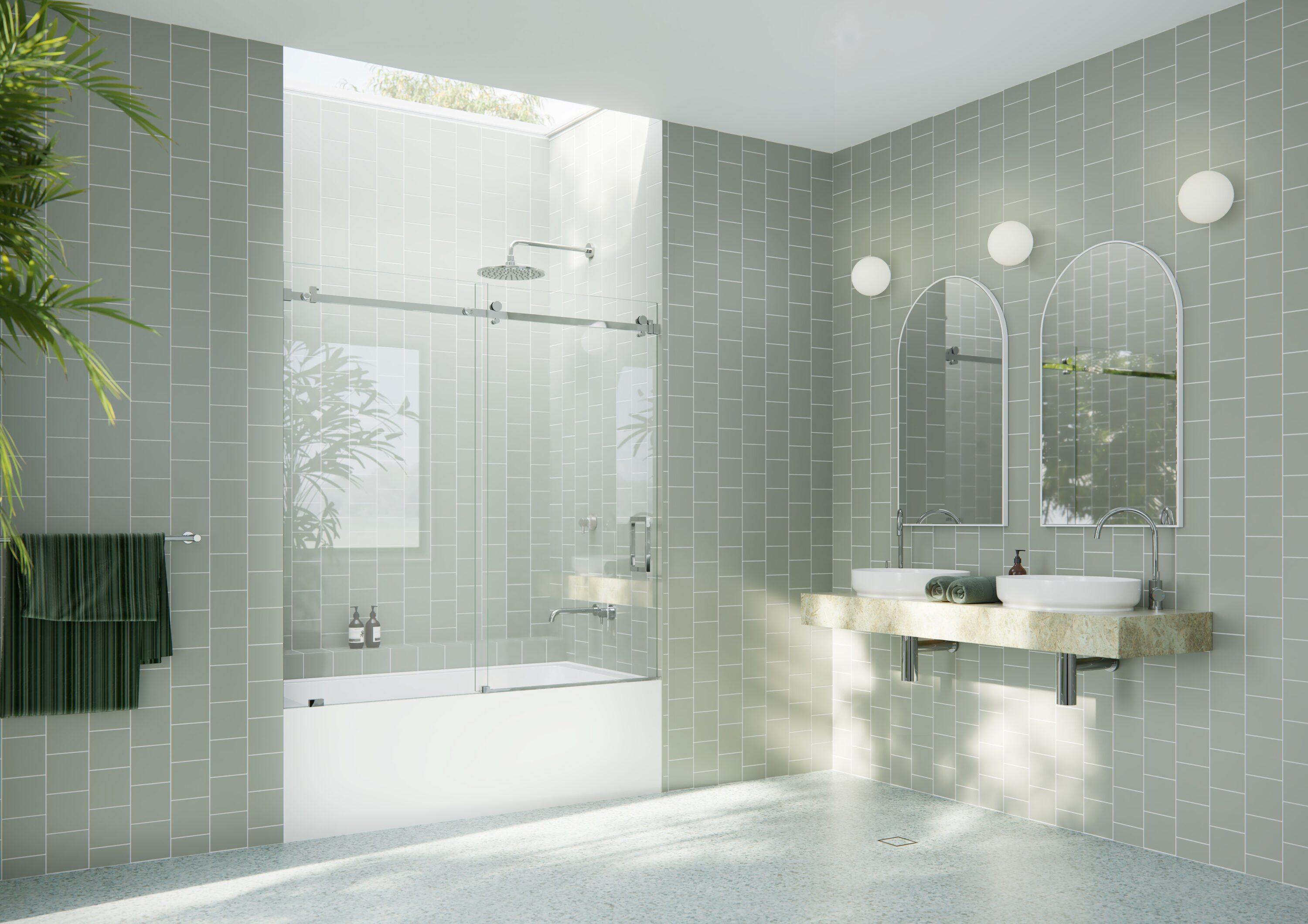 Astro 56 in. - 60 in. x 60 in. Frameless Sliding Bathtub Door