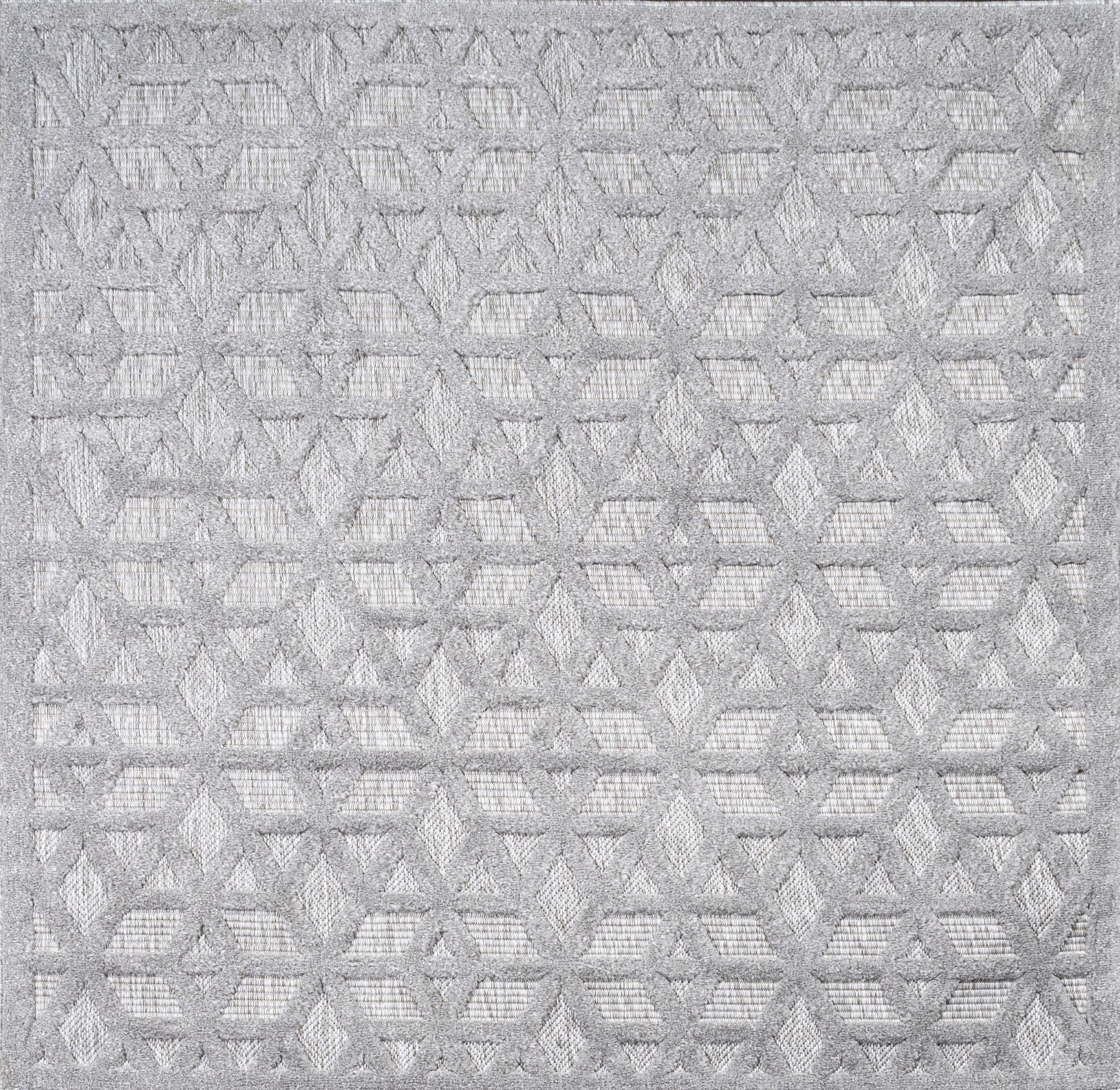5' x 5' Talaia Neutral Geometric Indoor/Outdoor Area Rug, Light Gray - JONATHAN Y