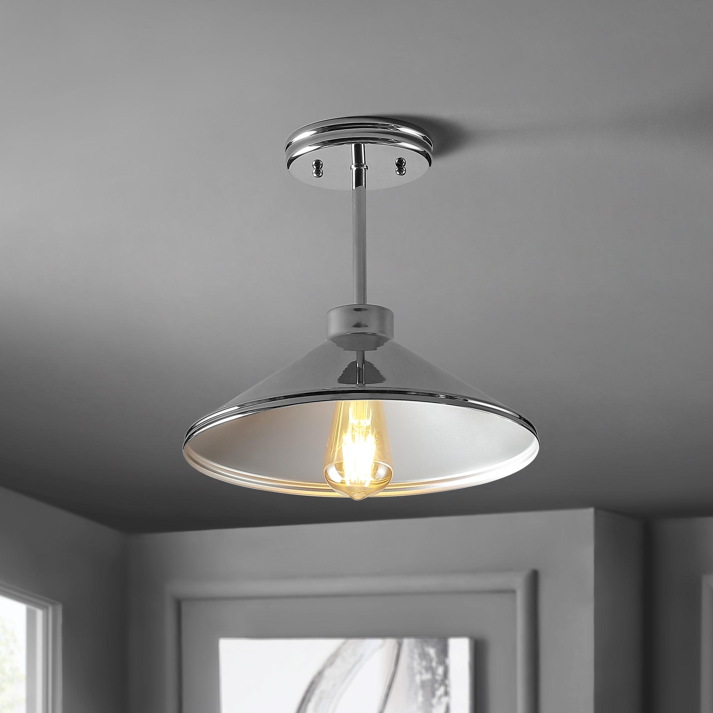 Cisco 11.75" Iron Modern Farmhouse LED Semi Flush Mount, Chrome