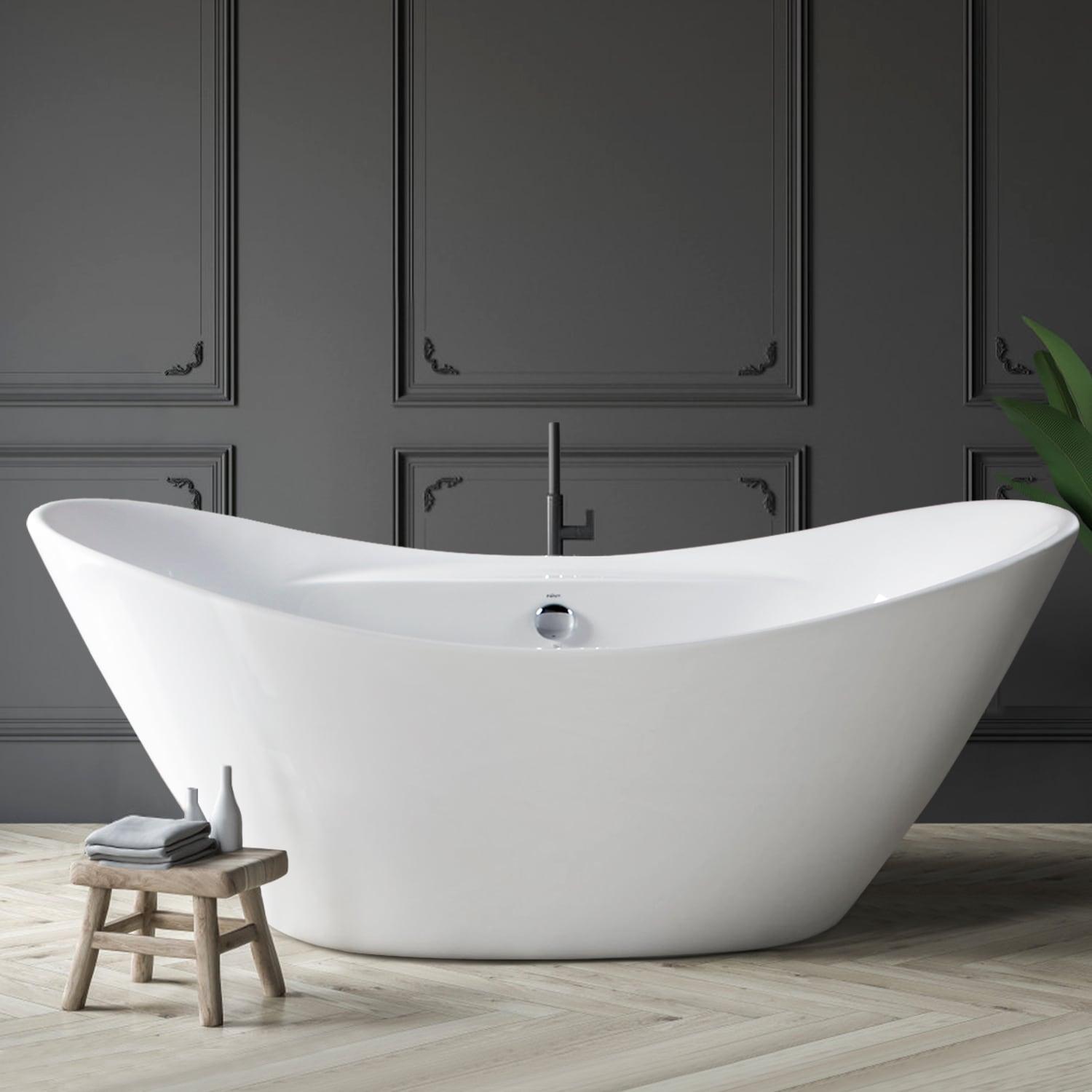FerdY Boracay 67" Acrylic Freestanding Bathtub With Chrome Drain