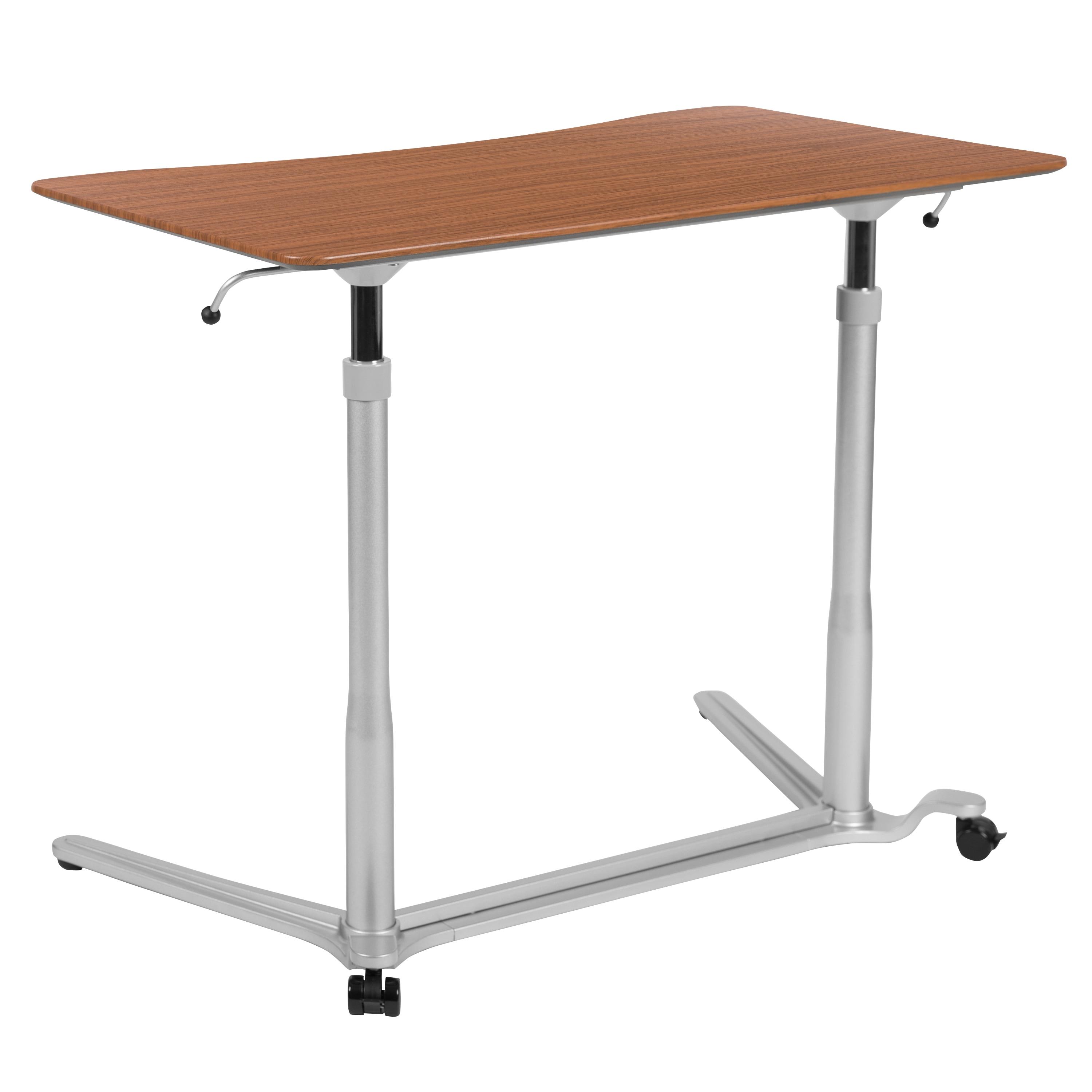 Flash Furniture Sit-Down, Stand-Up Cherry Computer Ergonomic Desk with 37.375"W Top (Adjustable Range 29" - 40.75")