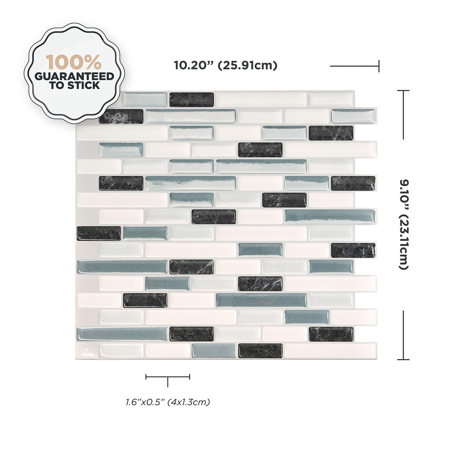 Smart Tiles Muretto Brina 4pk Peel and Stick 3D Backsplash: Vinyl Tile Paper for Kitchen & Bathroom Vanity, Washable Surface