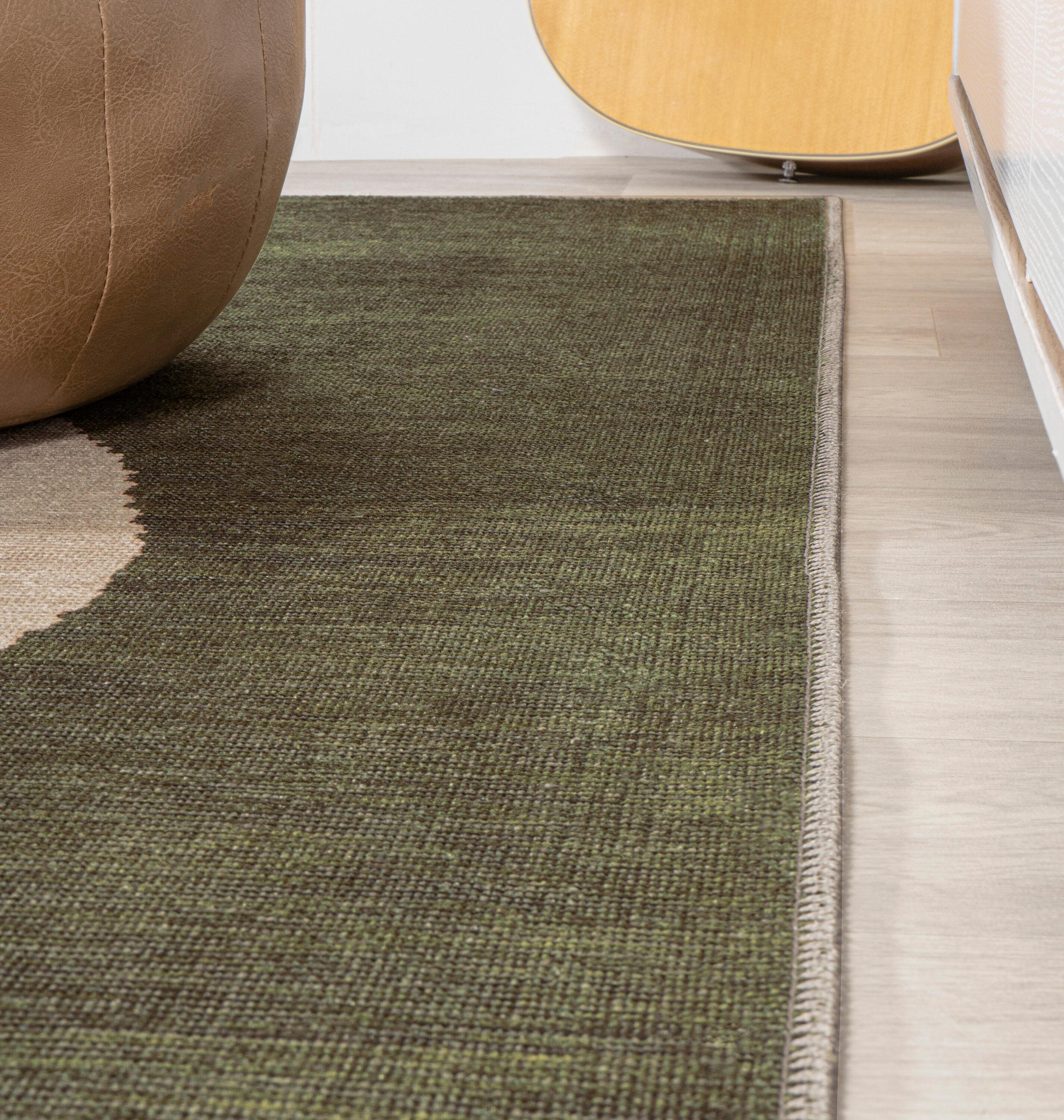 8' x 10' Cirkel Minimalist Geometric Dot Machine-Washable Area Rug, Olive/Cream - JONATHAN Y