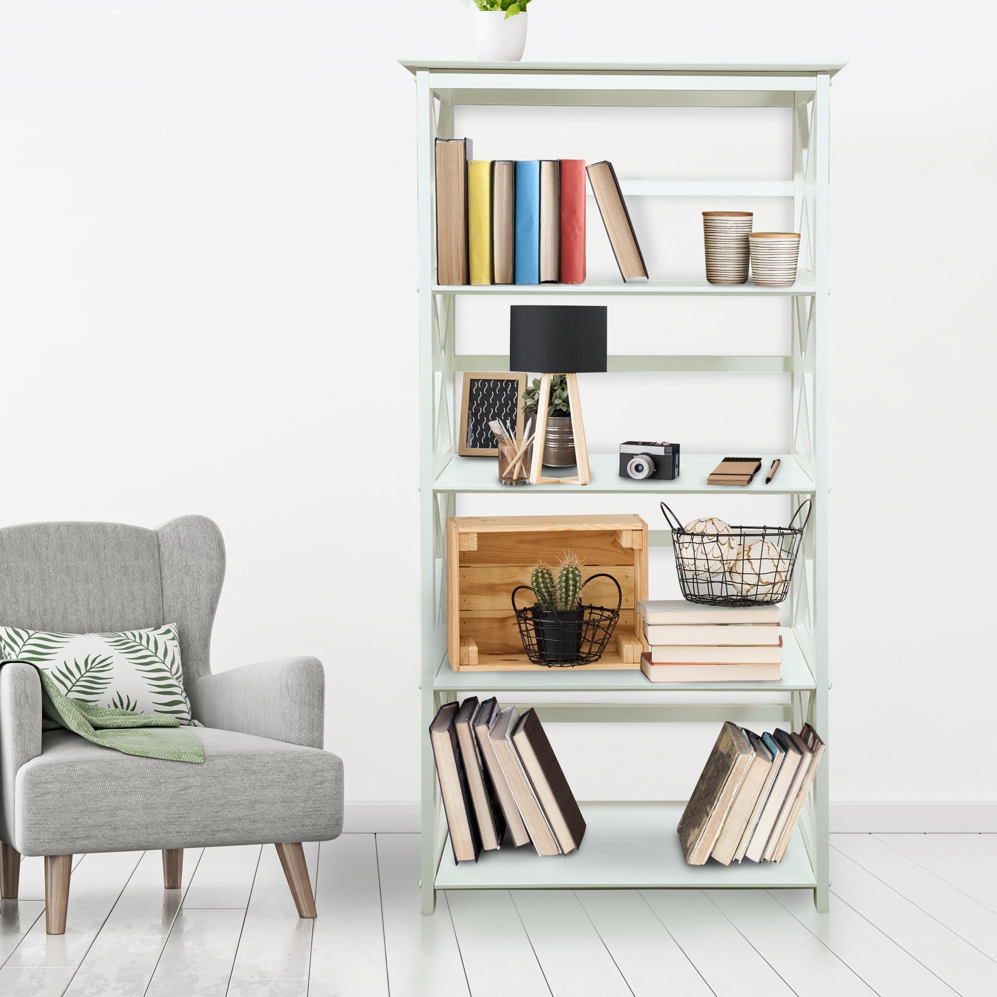 Casual Home Montego Shelf Bookcase-Color:White,Size:5-Shelf
