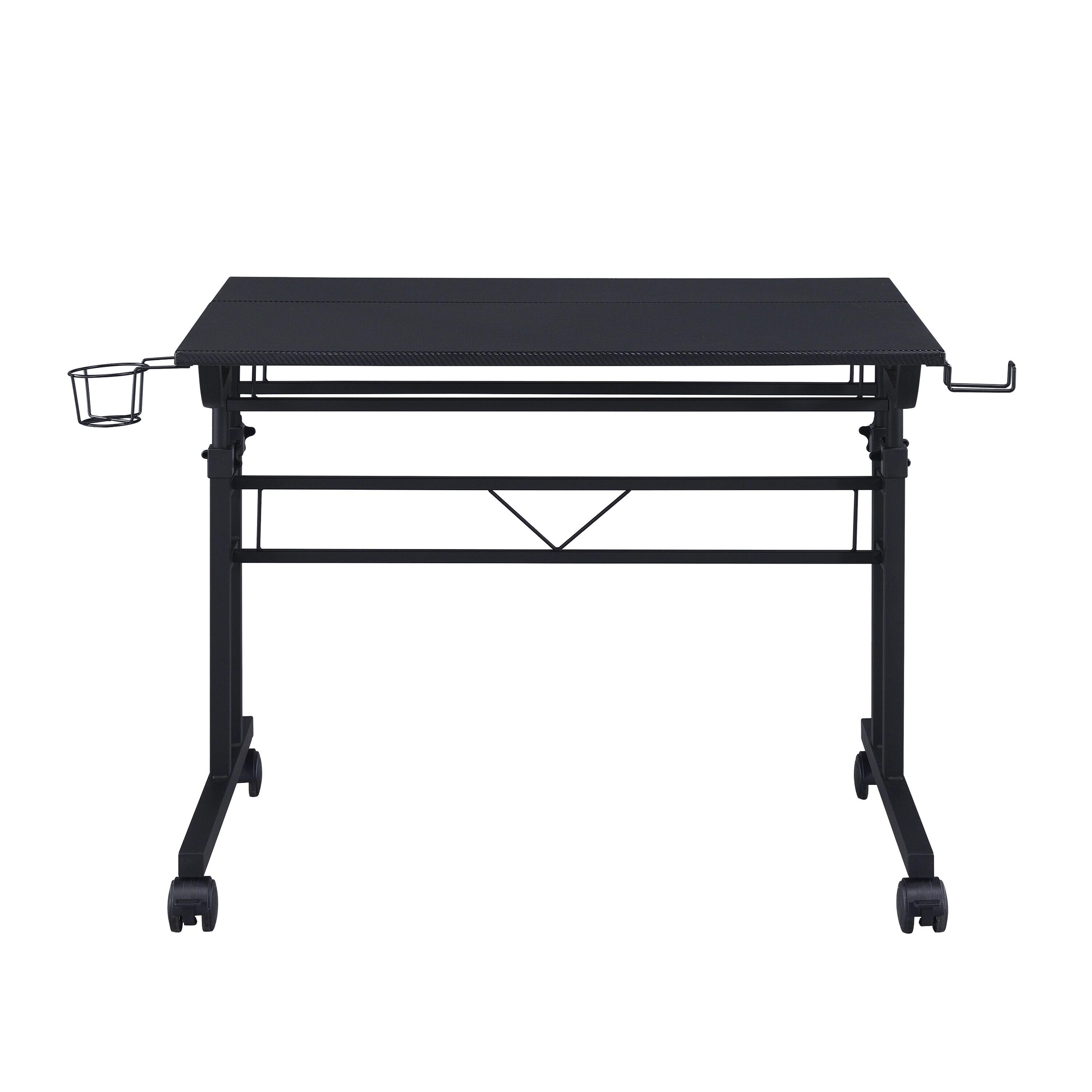 Inbox Zero Mobili Rolling Writing Desk – Height Adjustable with Moveable Shelf & Locking Wheels