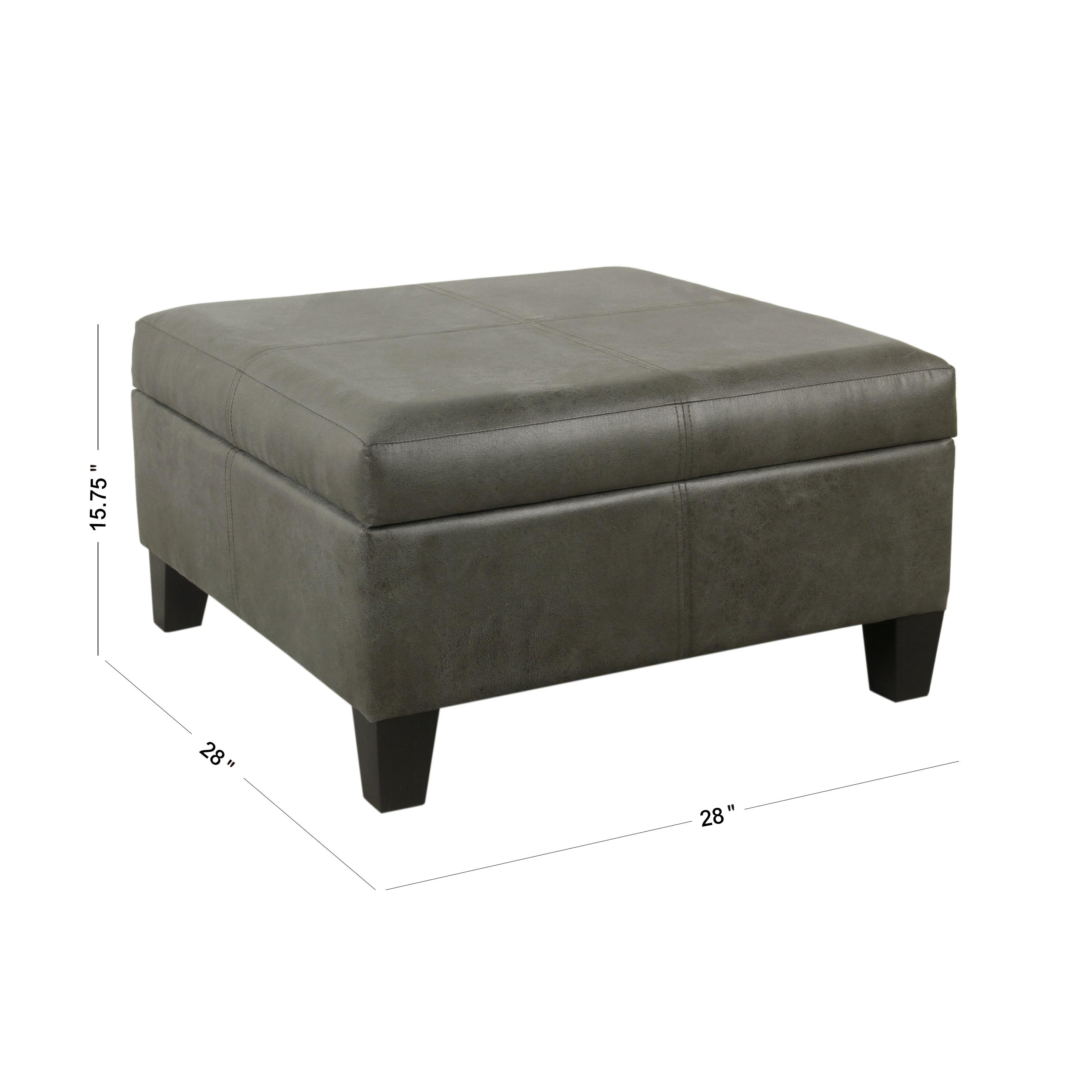 Luxury Large Square Storage Ottoman with Lid - HomePop: Faux Leather, Seating & Rosewood Legs