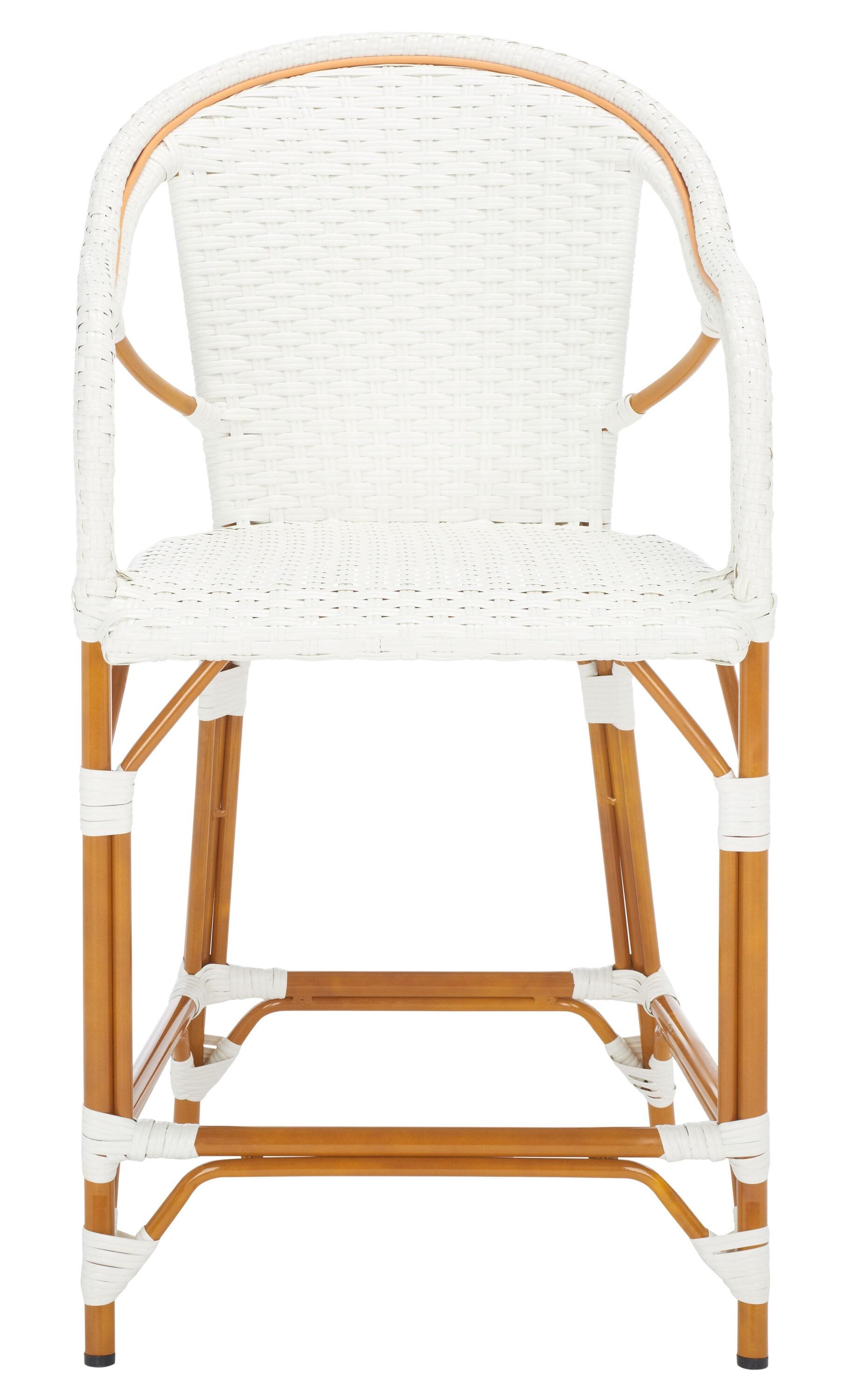 California Counter Stool With Arms - Indoor/Outdoor - PAT7533 - White - Safavieh