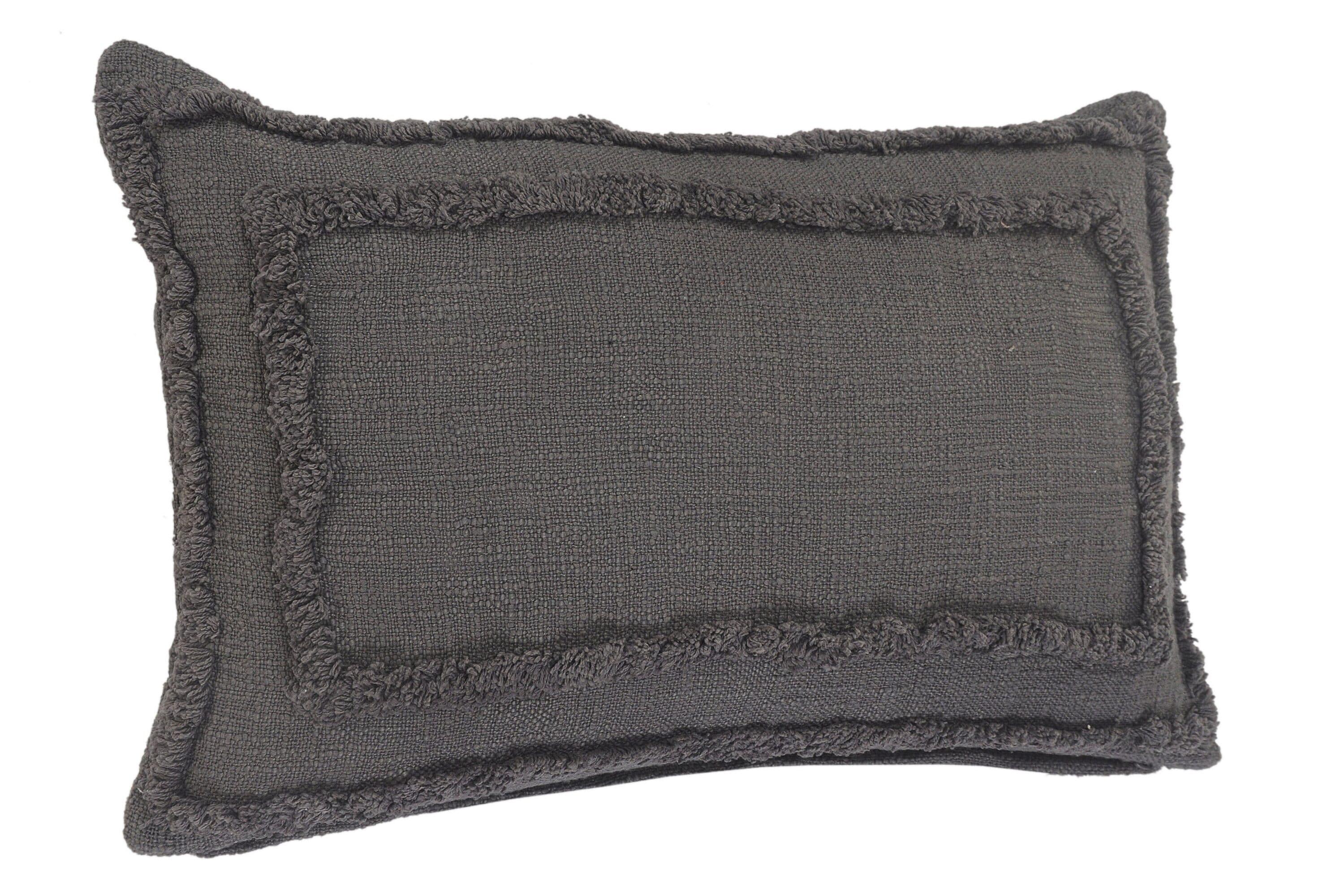 Ox Bay Modern Tufted Solid Lumbar Throw Pillow, 16" x 24" , Gray