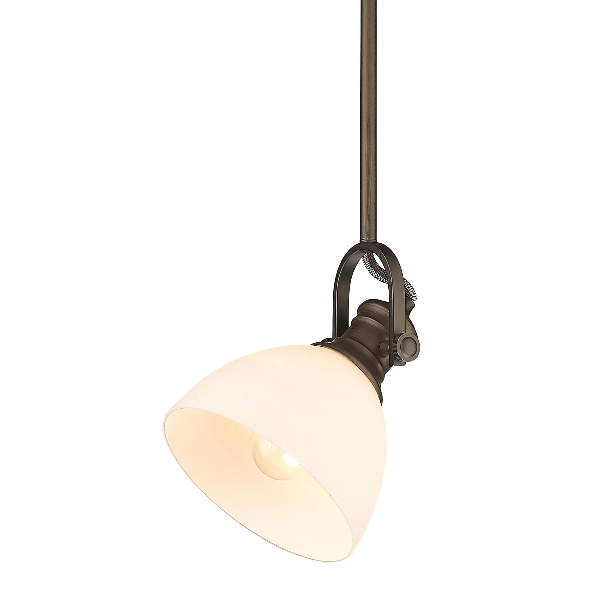 Golden Lighting Hines 1-Light Mini Pendant in Rubbed Bronze with Opal Glass