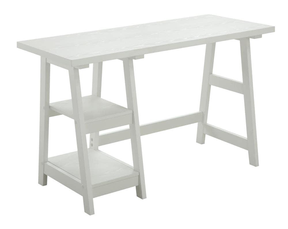 Convenience Concepts Designs2Go 29.25" Tall Trestle Desk with Shelves, White