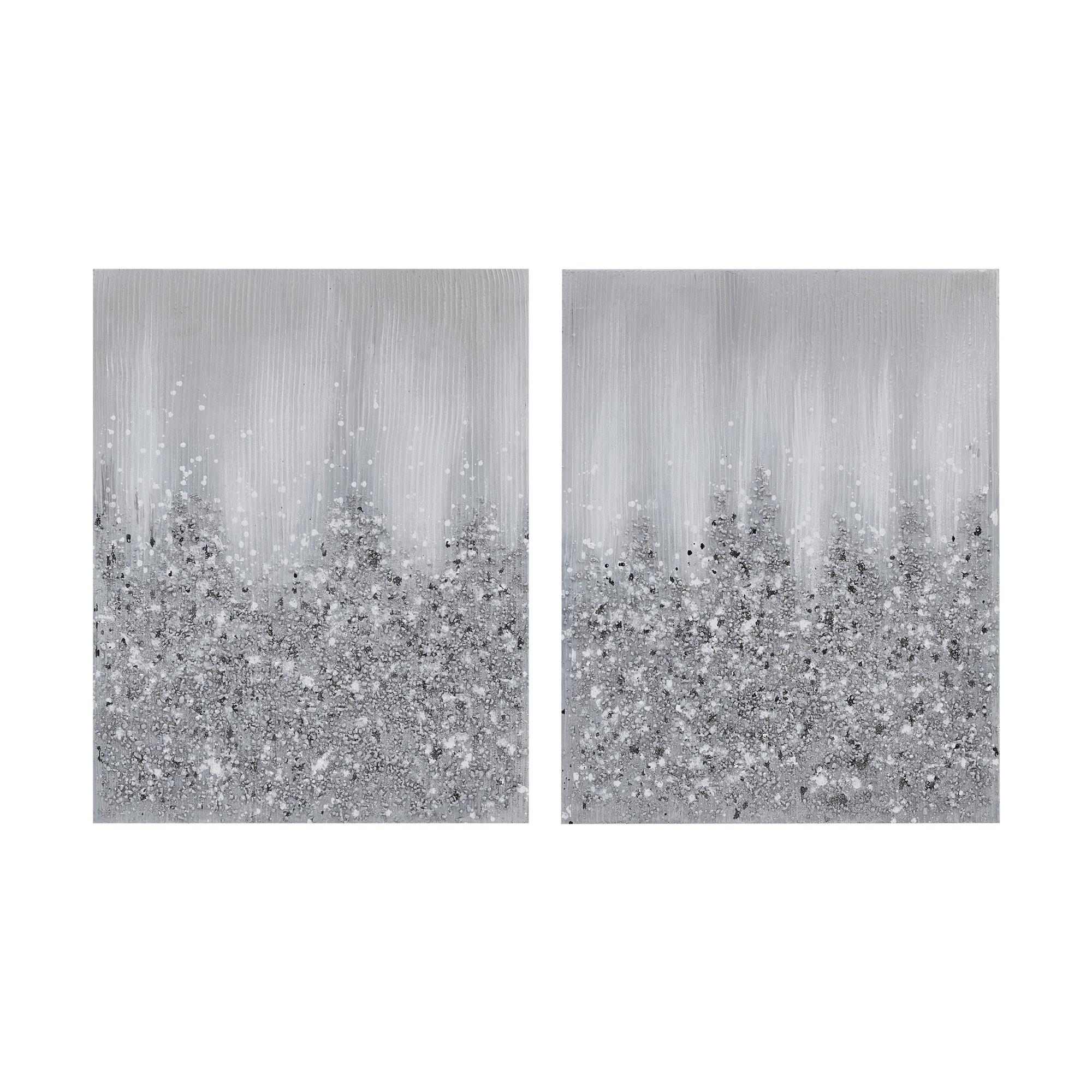 Ivy Bronx Heavily Embellished 2-Piece Abstract Canvas Wall Art Set – Modern Metallic Accents & Textured Design