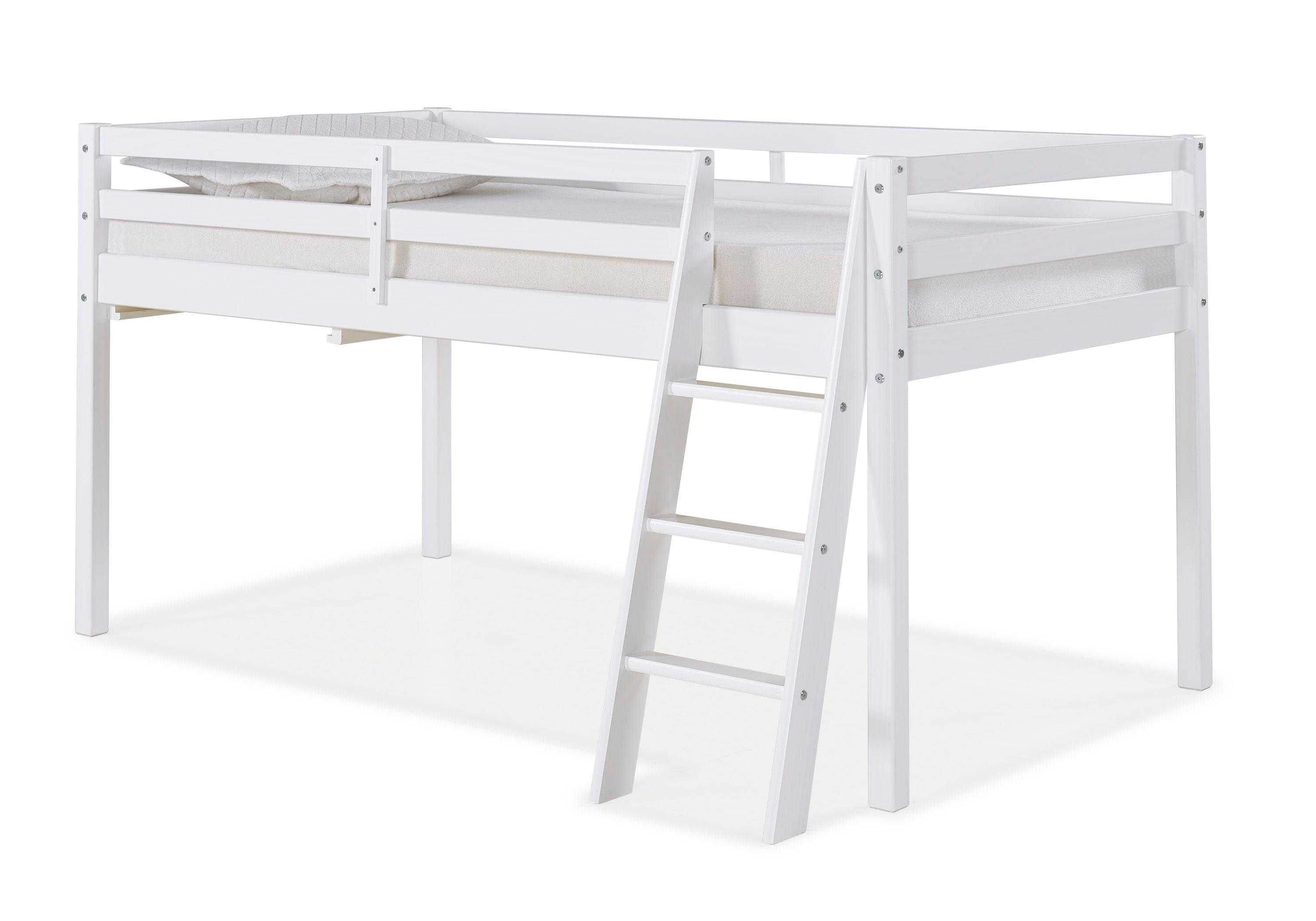 Twin Roxy Junior Kids' Loft Bed White - Bolton Furniture: Low Loft Bed, Brazilian Pine Frame, Unupholstered, All Ages