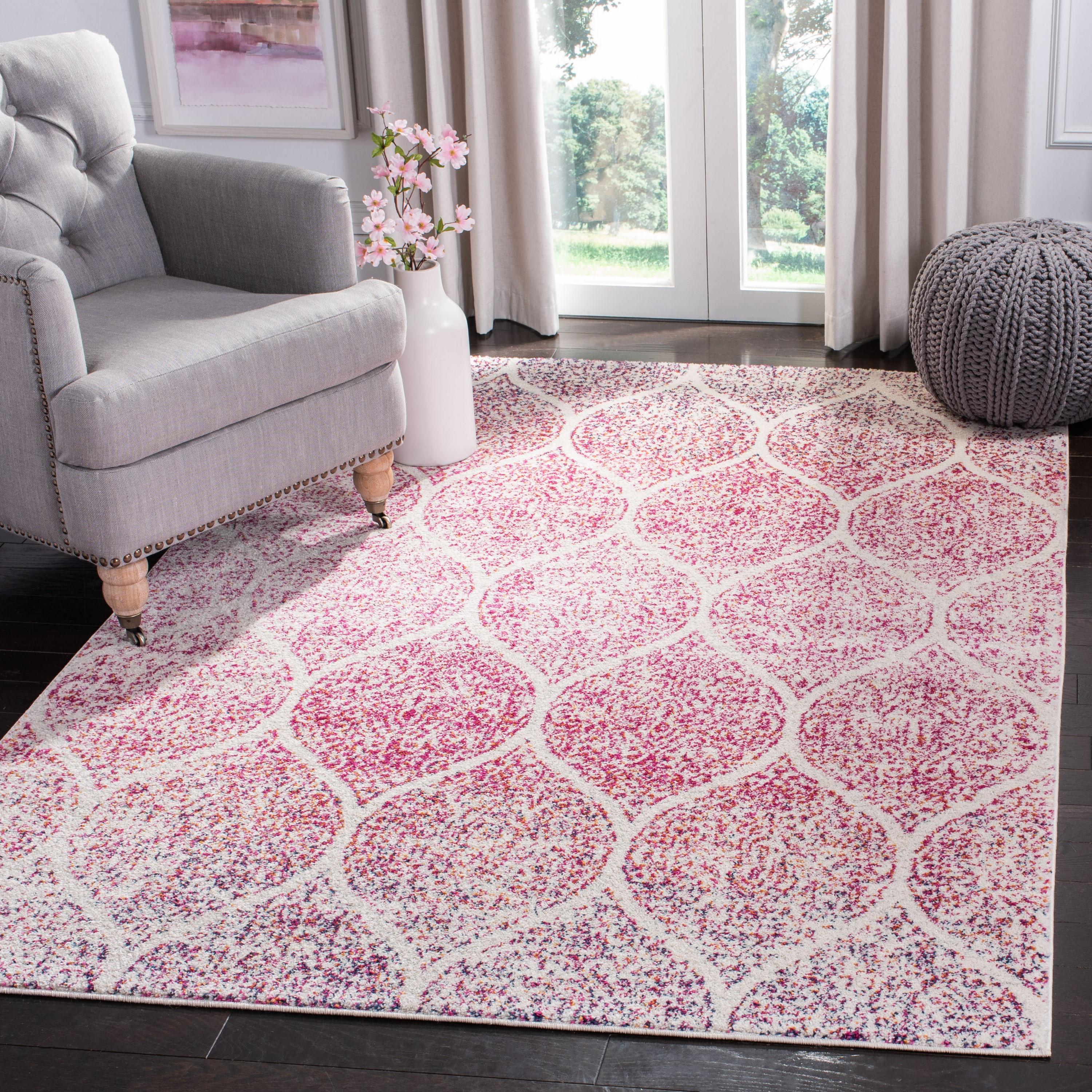 Madison MAD604 Power Loomed Area Rug - Cream/Fuchsia - 5'3"x7' - Safavieh.