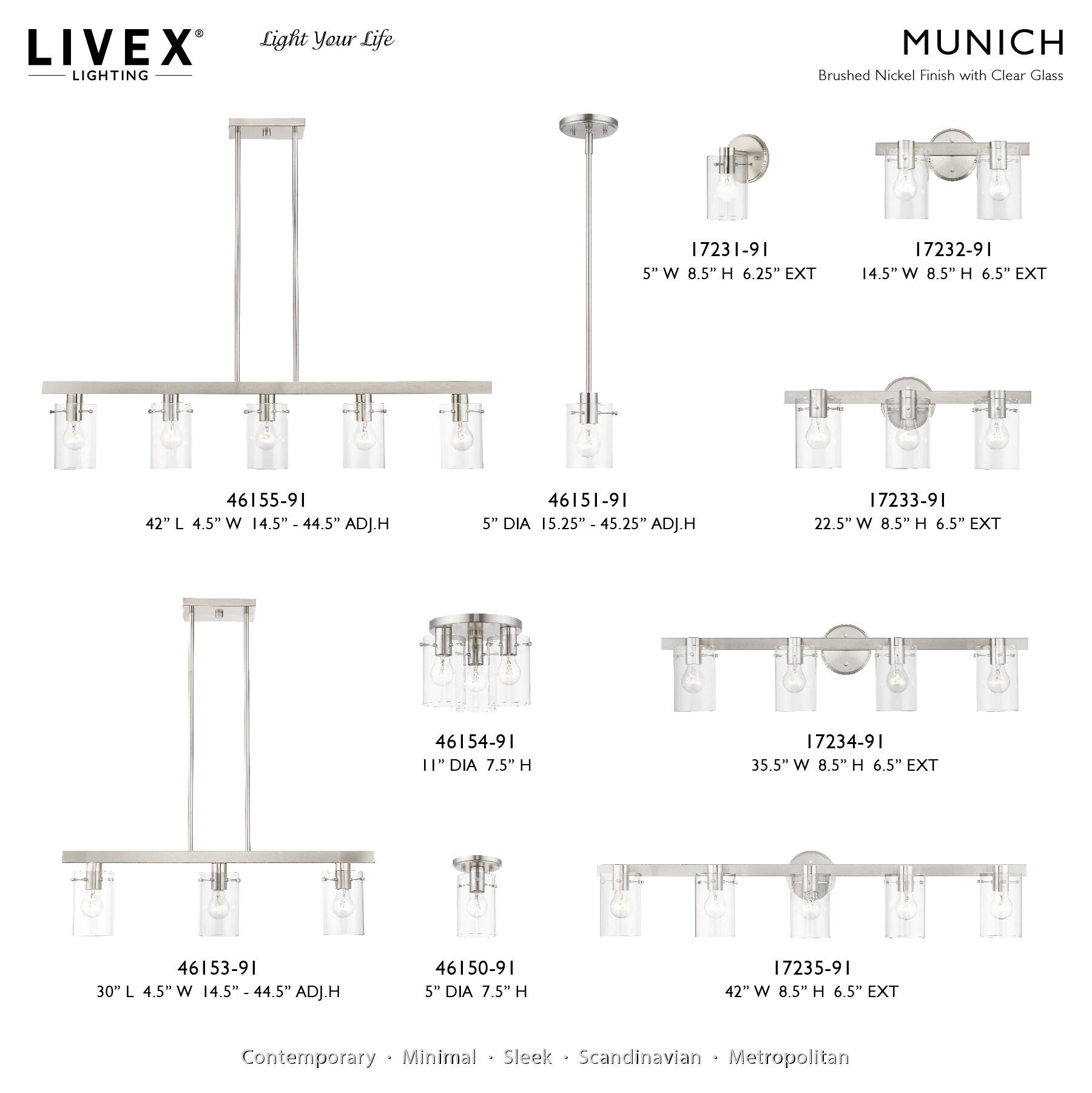 Livex Lighting Munich 1 - Light Sconce in  Brushed Nickel