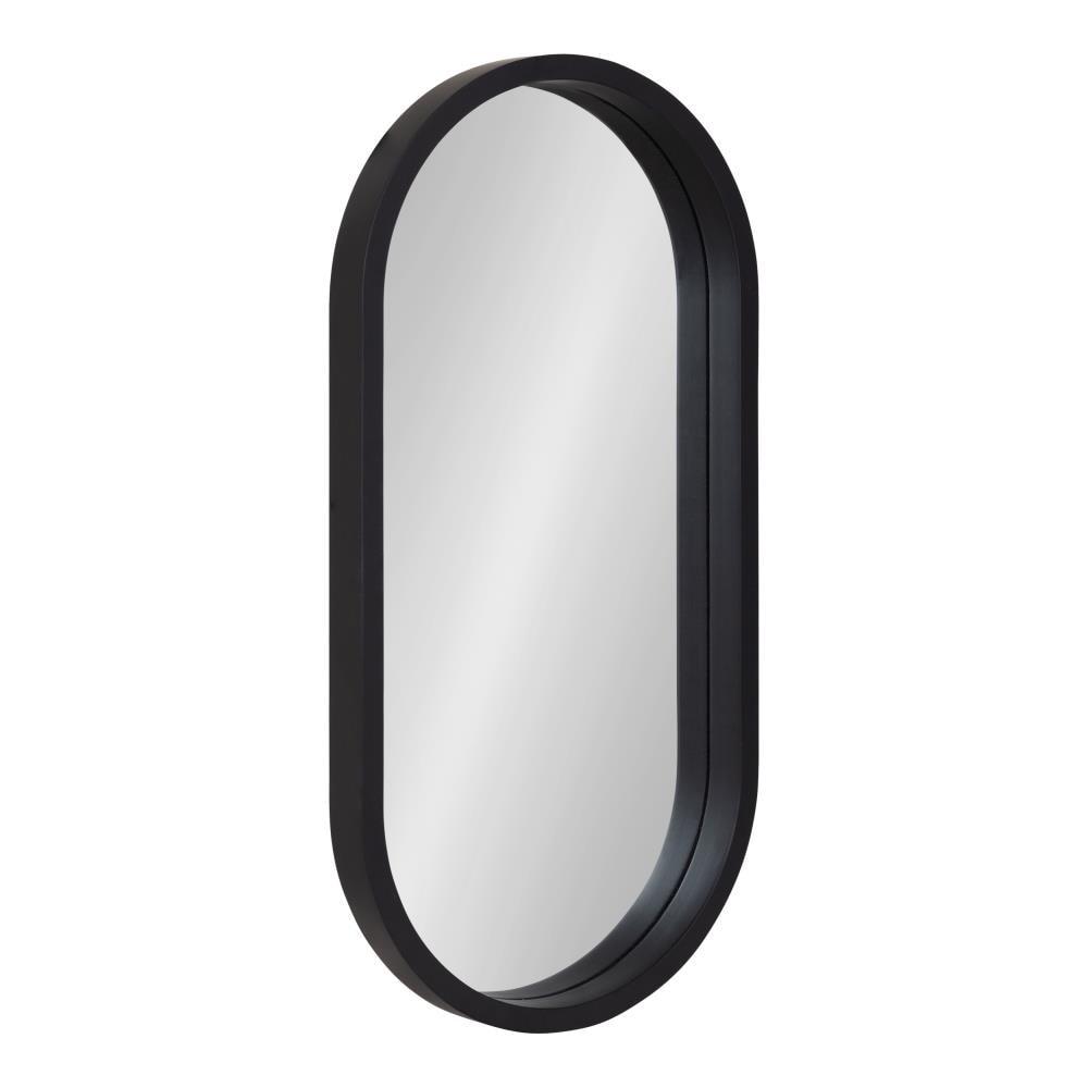 Kate & Laurel All Things Decor 12"x24" Travis Oval Wall Mirror Black: Modern Style, MDF Frame, No Assembly Required