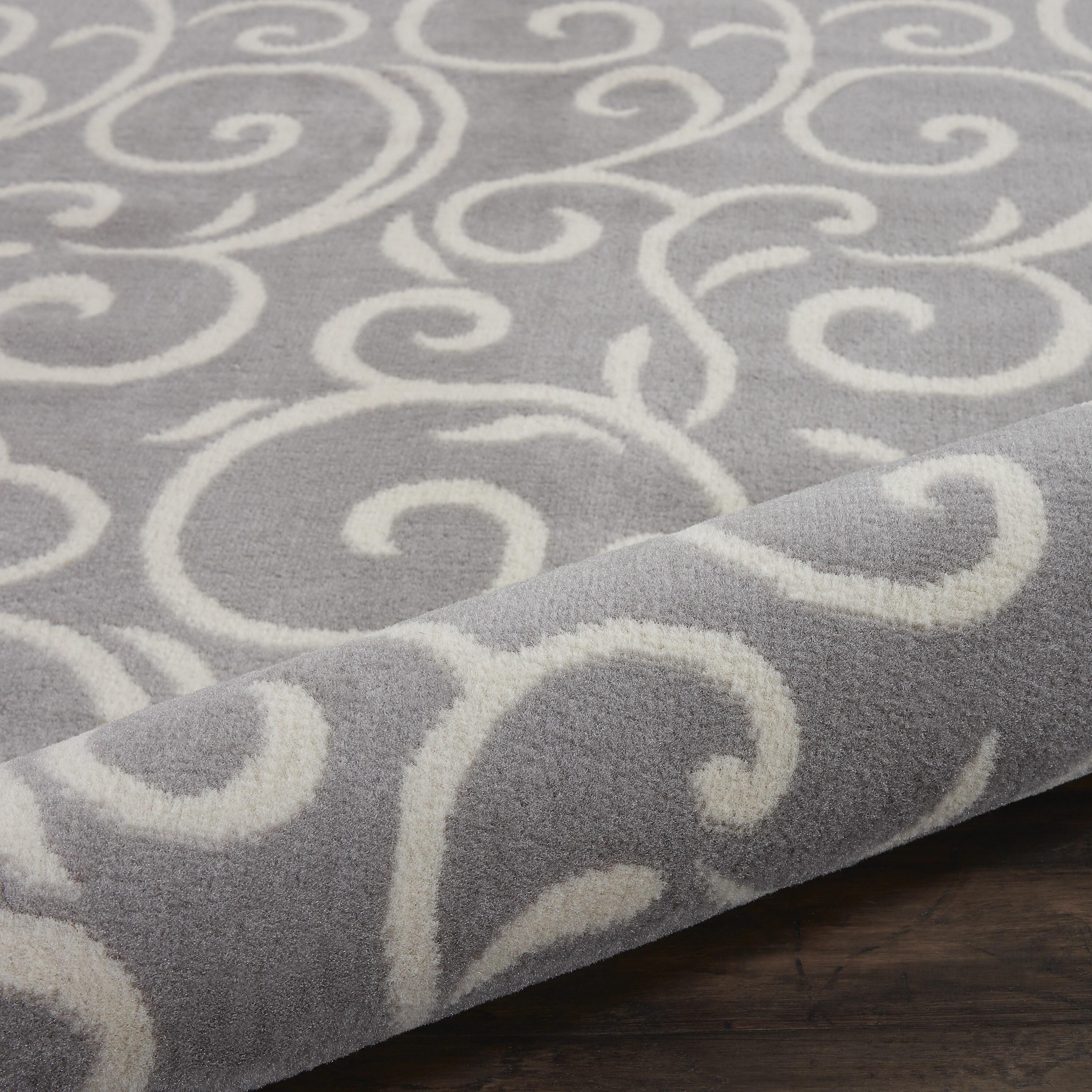 Nourison Grafix 3'9" x 5'9" (4' x 6') Grey Area Rug Bohemian Contemporary Botanical by Nourison
