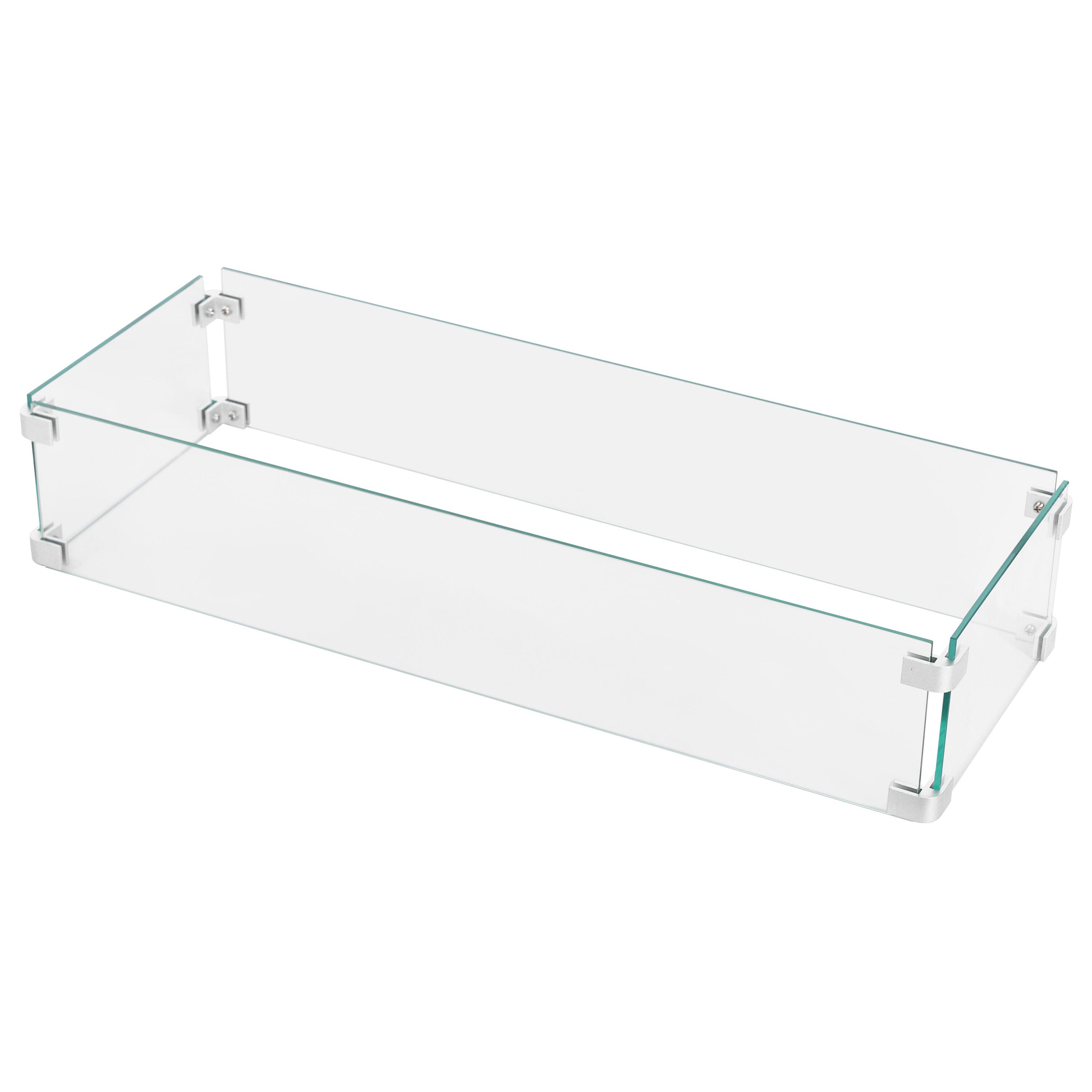 NUU GARDEN Glass Wind Guard For Fire Pit Table, Tempered Glass Heat Resistance