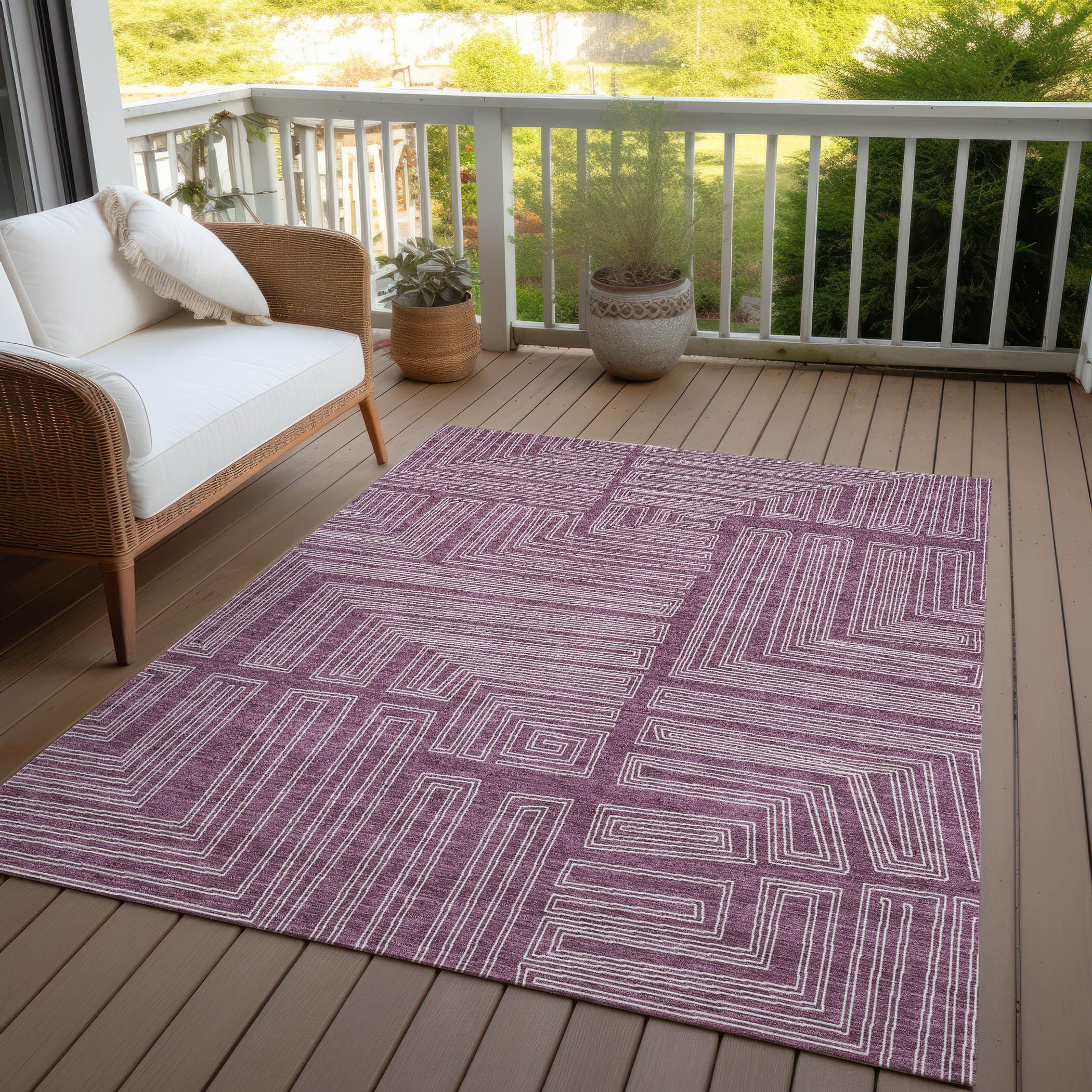 Addison Rugs Chantille Indoor/Outdoor Transitional Geometric, Abstract Eggplant Washable Rectangle Rug, 2'6" x 3'10"
