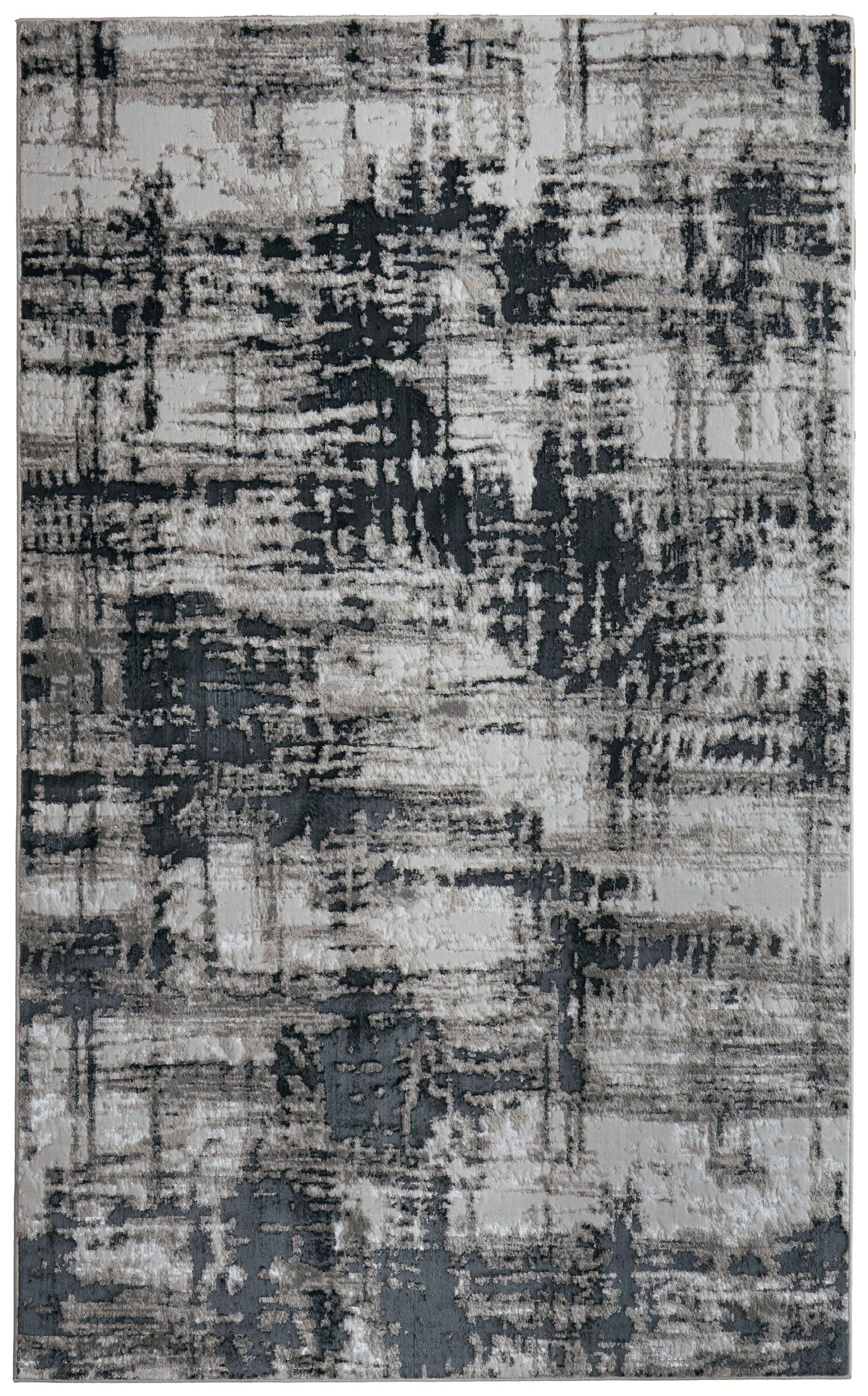 Micah Black and Gray Abstract Cotton Accent Rug