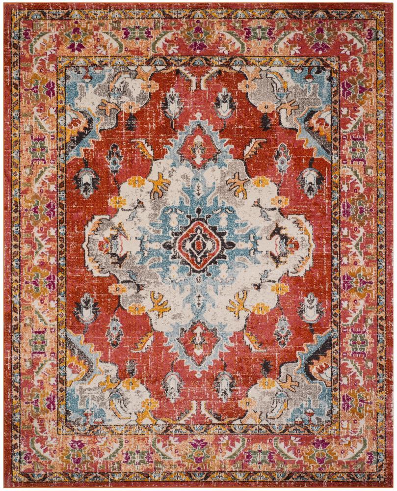 Monaco MNC243 Power Loomed Indoor Area Rug - Orange/Light Blue - 10'x14' - Safavieh.