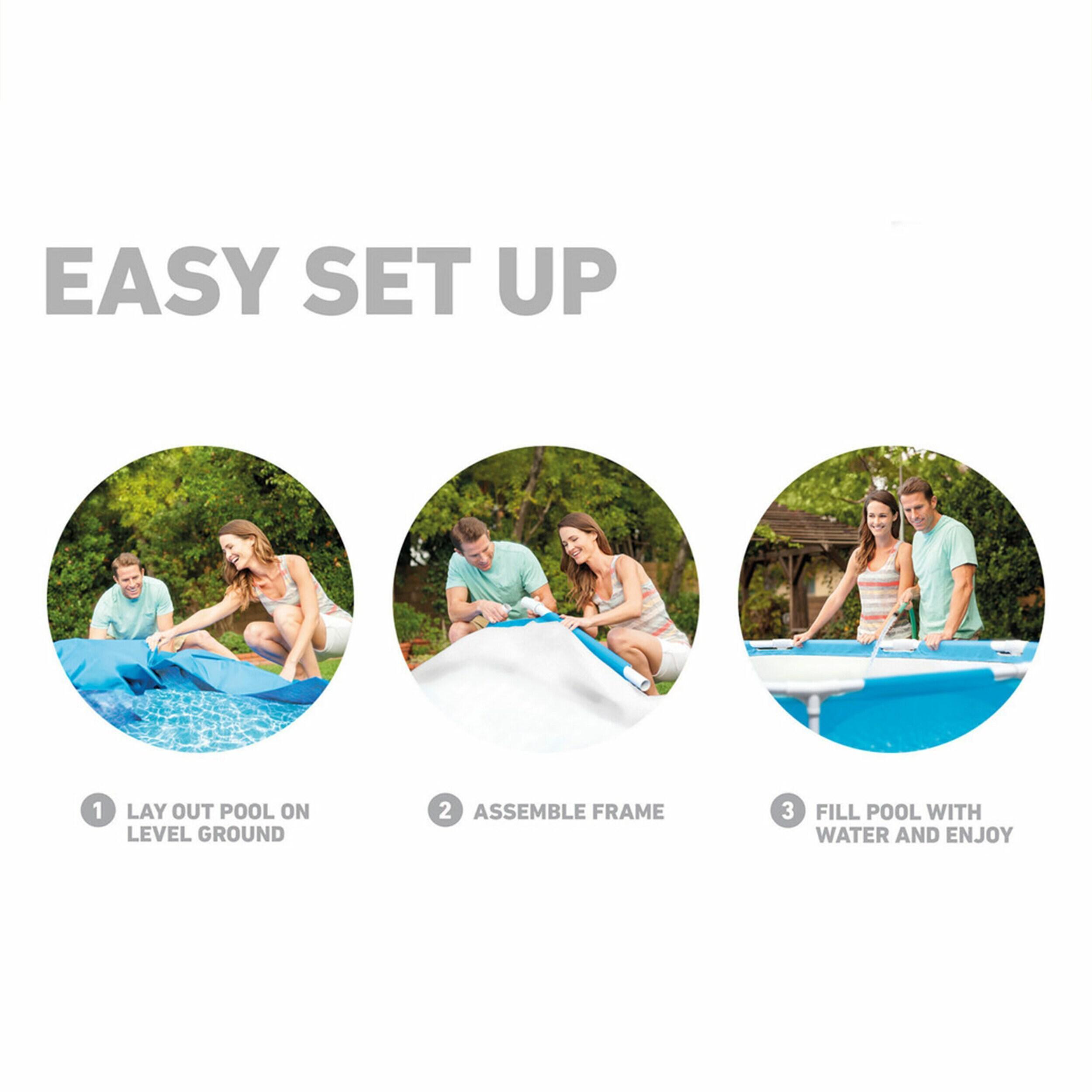 Intex Intex Round Metal Frame Outdoor Backyard Above Ground Swimming Pool