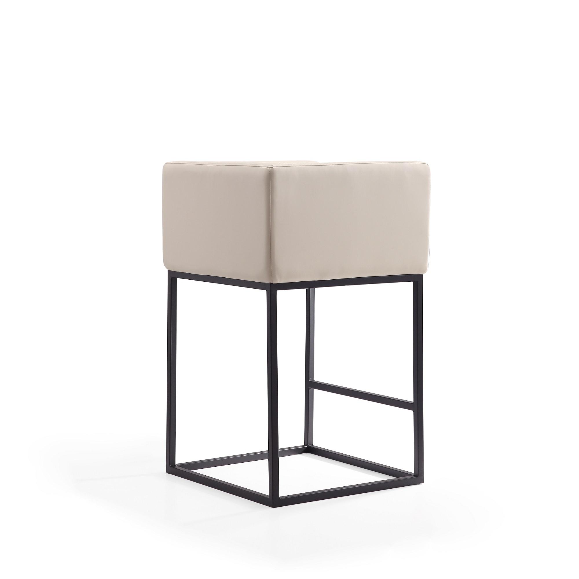 Embassy Metal Counter Height Barstool Cream: Manhattan Comfort, Faux Leather, Foam Padding, No Assembly Required