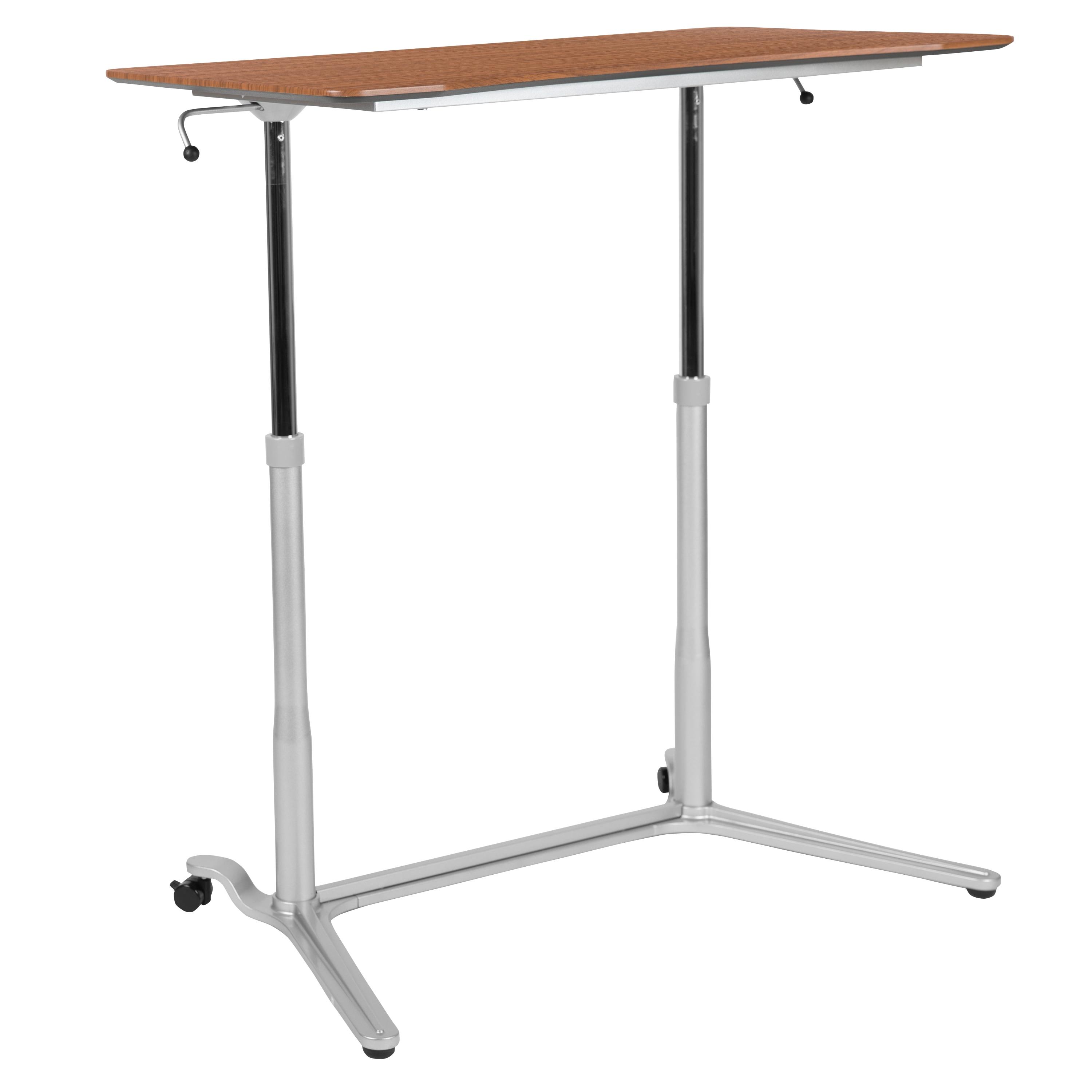 Flash Furniture Sit-Down, Stand-Up Cherry Computer Ergonomic Desk with 37.375"W Top (Adjustable Range 29" - 40.75")