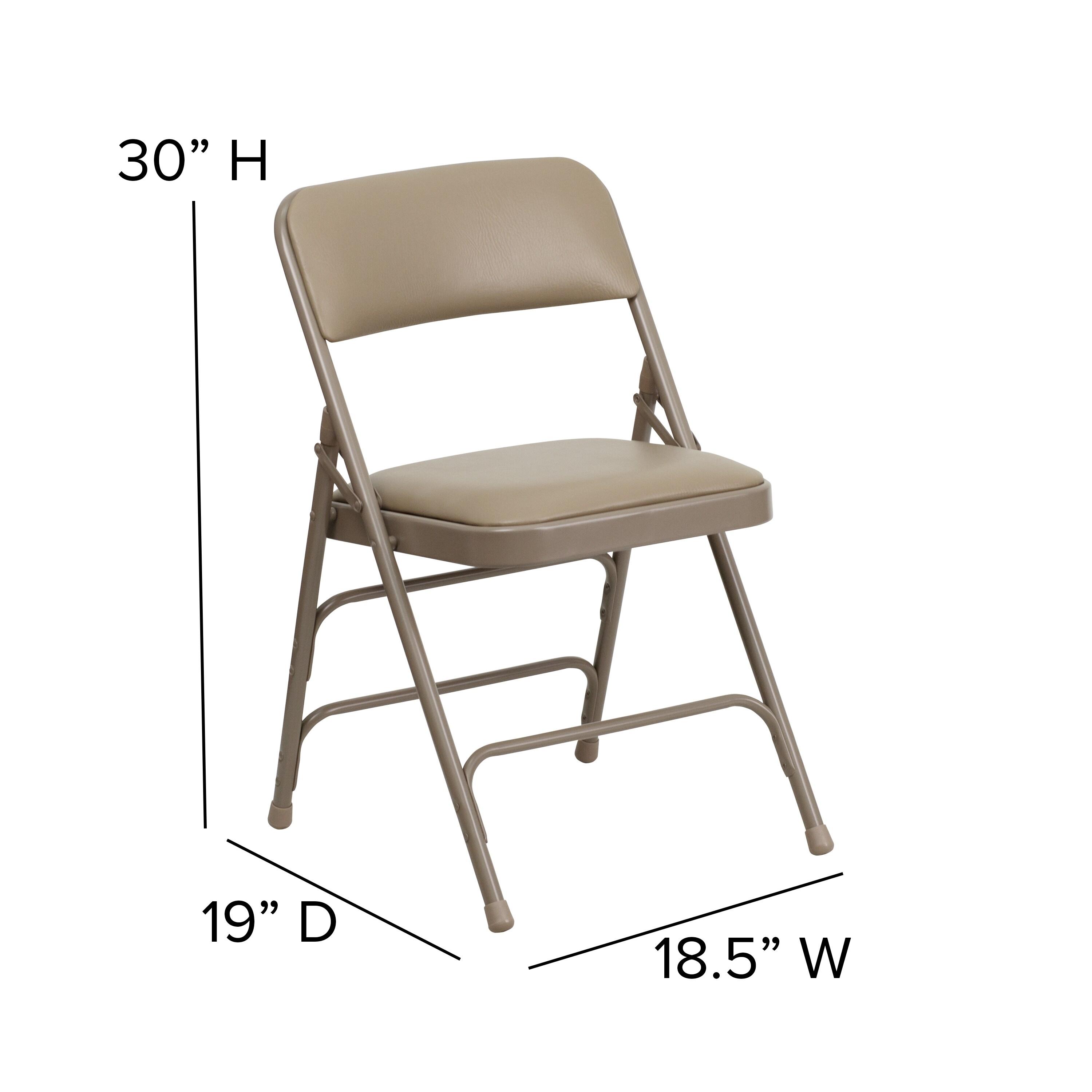 Flash Furniture 4 Pack HERCULES Series Curved Triple Braced & Double Hinged Beige Vinyl Metal Folding Chair