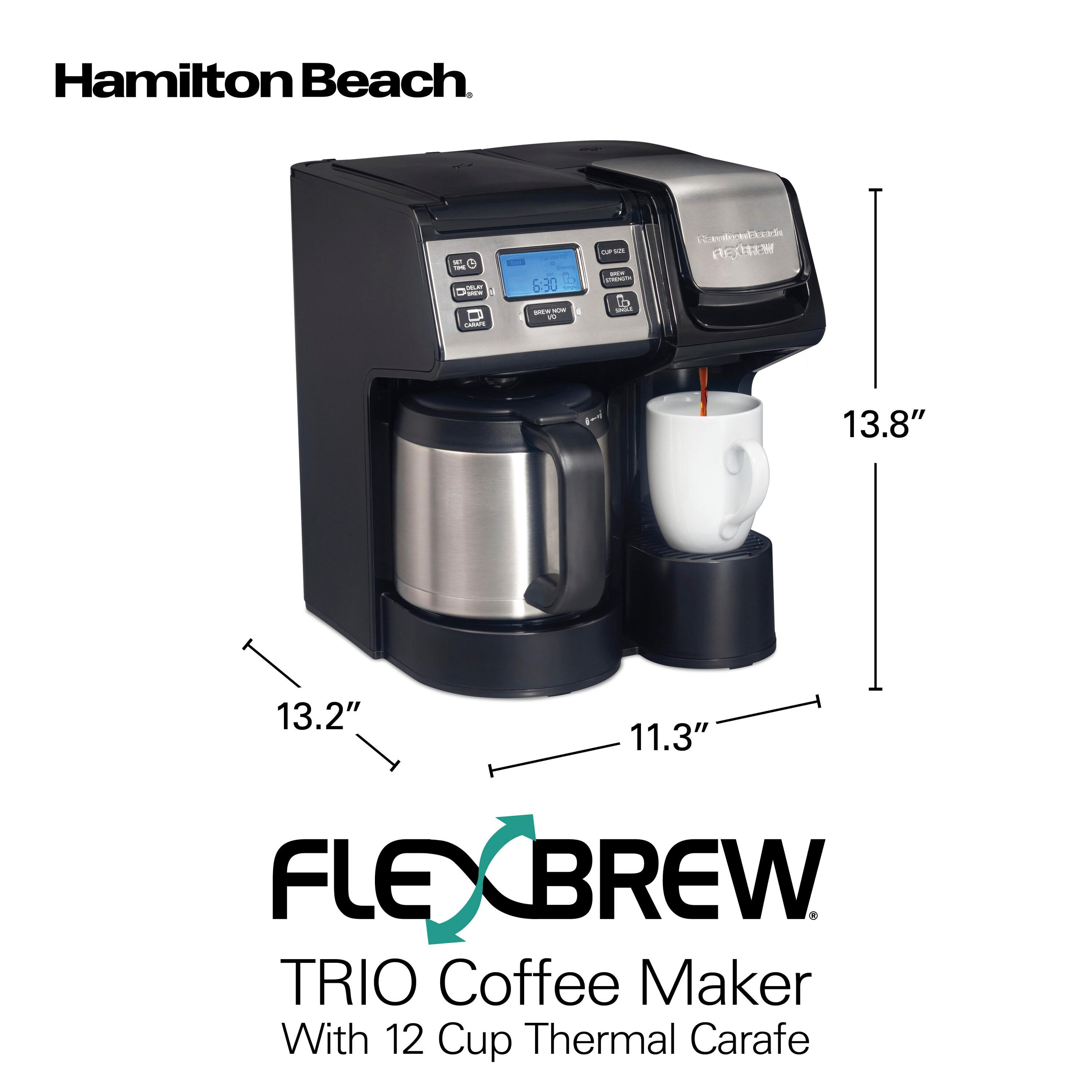 Hamilton Beach® FlexBrew® Trio 2-Way Coffee Maker, Single Serve & Full 12-Cup Pot, Compatible with K-Cup Pods or Grounds