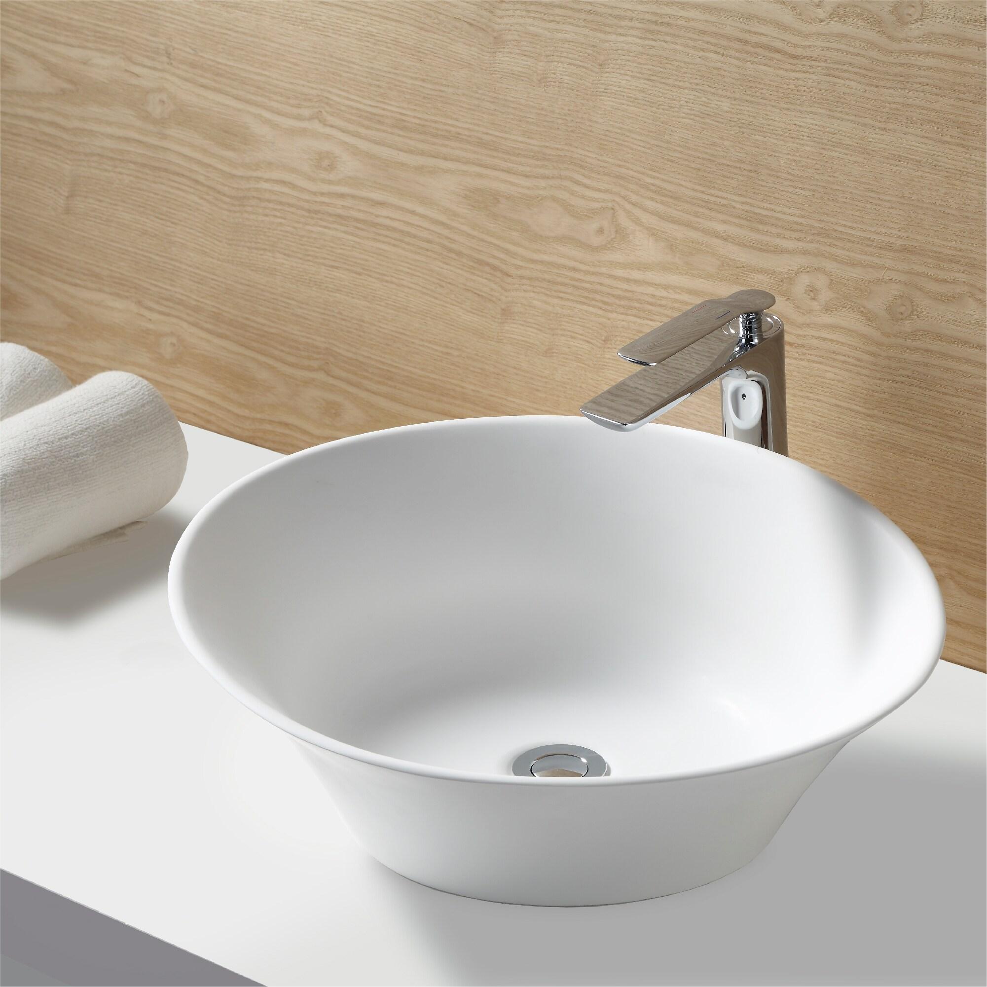 Karran Quattro 20-5/8'' X 17'' Matte White Acrylic Oval Vessel Sink