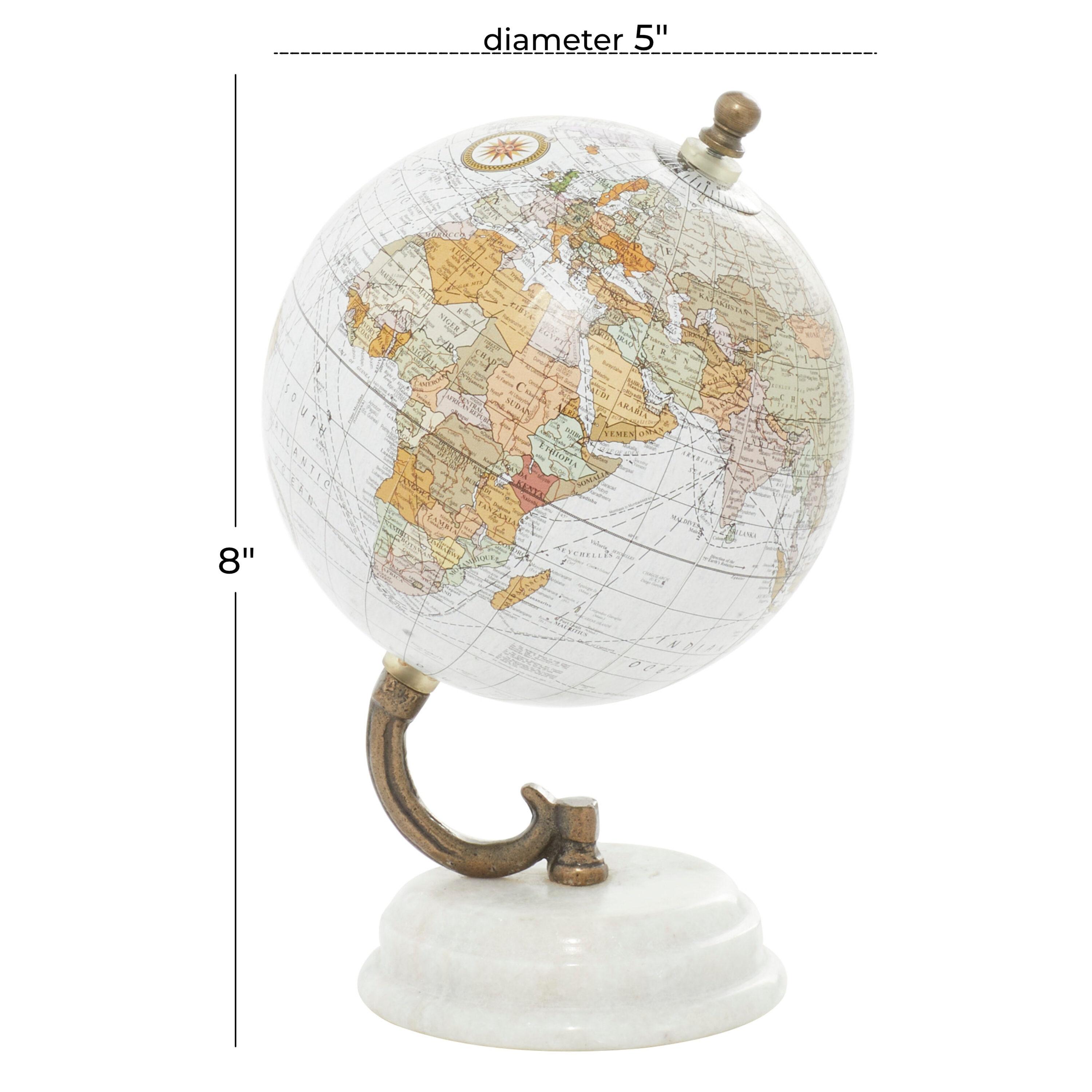 DecMode 5" White Globe with White Marble Base