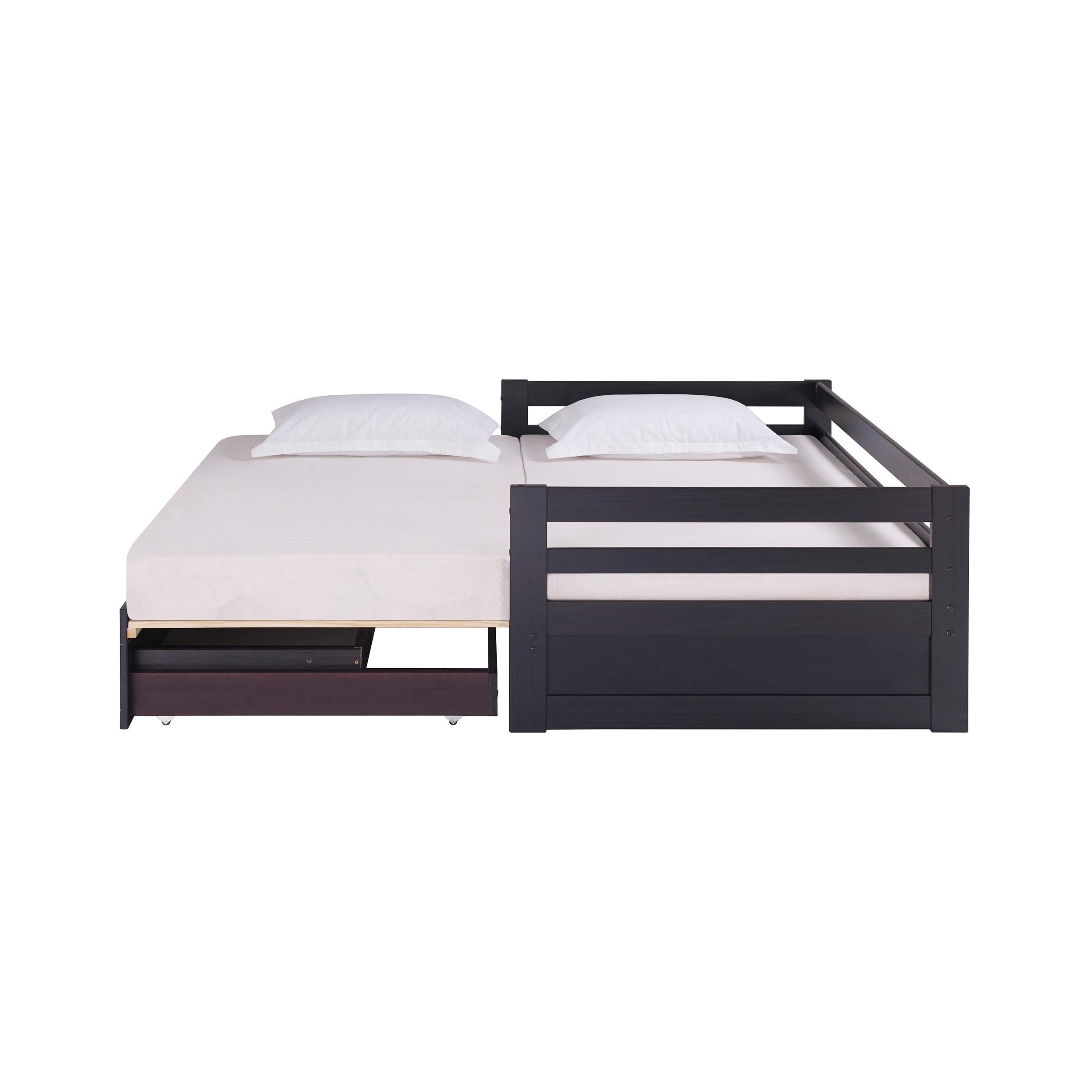 Alaterre Furniture Jasper Twin to King Extending Day Bed with Storage Drawers, Espresso