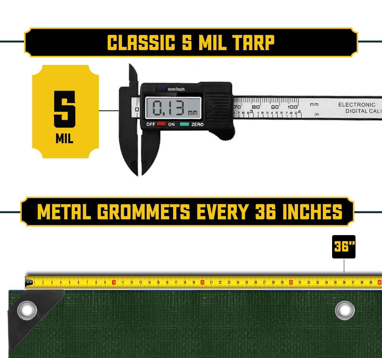 Core Tarps 5 Mil Heavy Duty Polyethylene Tarp, Waterproof, UV Resistant
