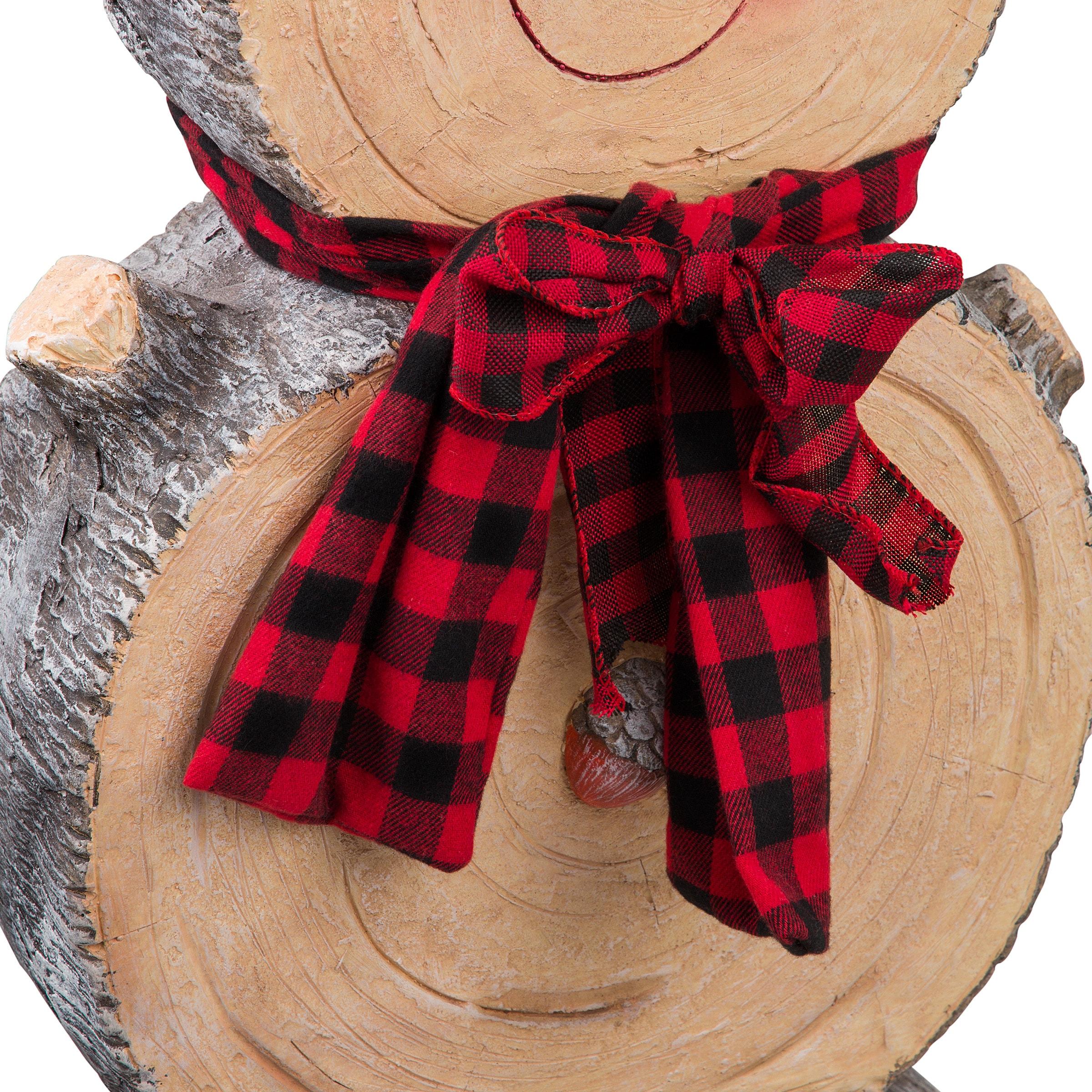 Alpine Corporation 16" x 9" x 38" Wooden Snowman Holiday Statue, Brown/Tan