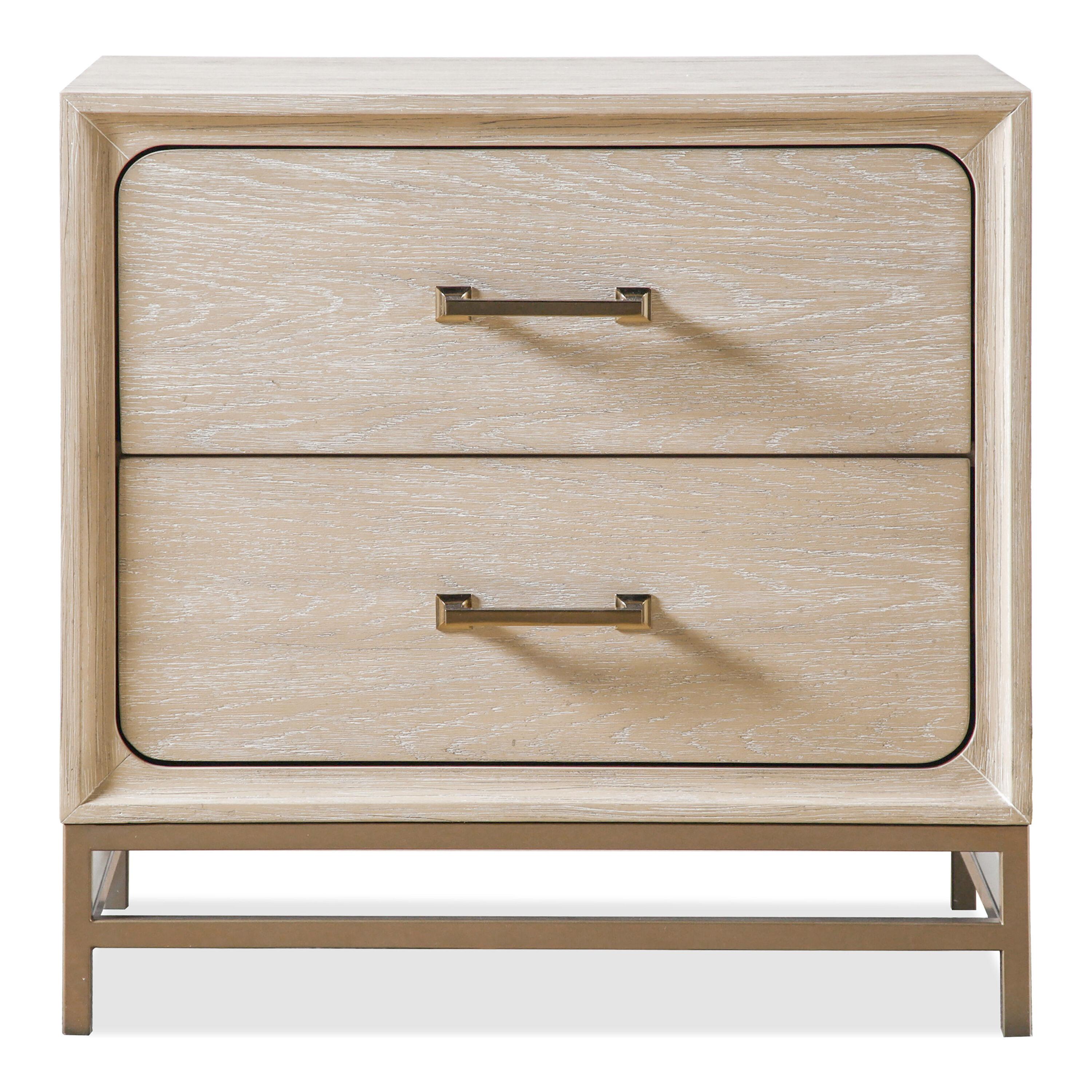 HOMES: Inside + Out 3pc Queen Neovesi Platform Bedroom Set Boho with 2 Nightstands Oak