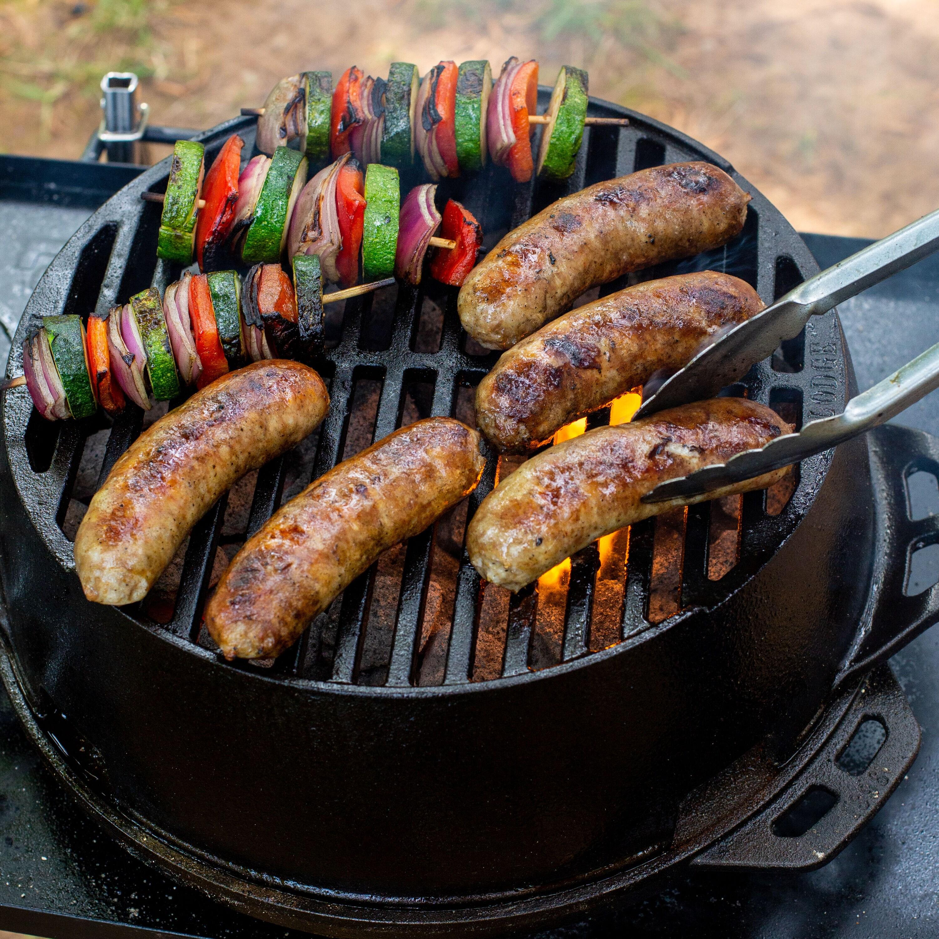 Lodge Cast Iron 12" Charcoal Camping Round Kickoff Grill