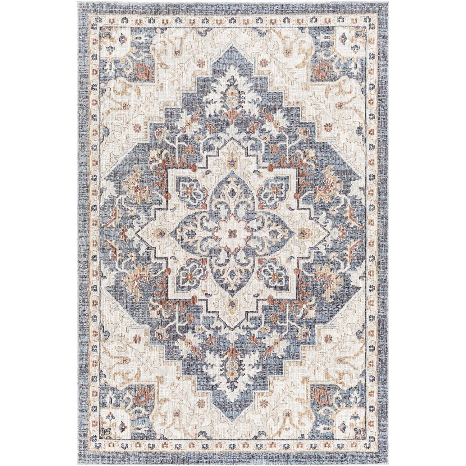 Blue Timeless Medallion 7'10" x 10' Recycled Material Rug